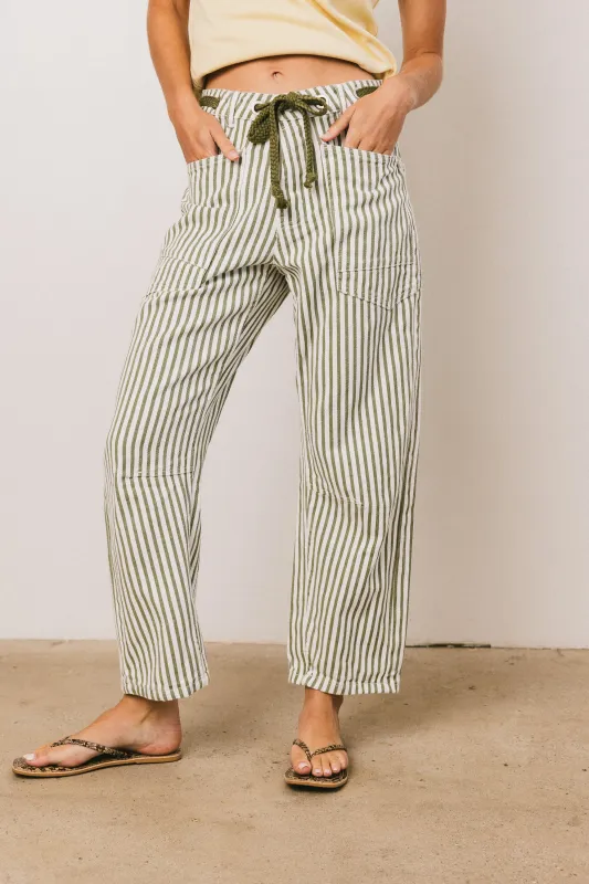 Jocelyn Barrel Jeans in Green Stripe sold by bohme