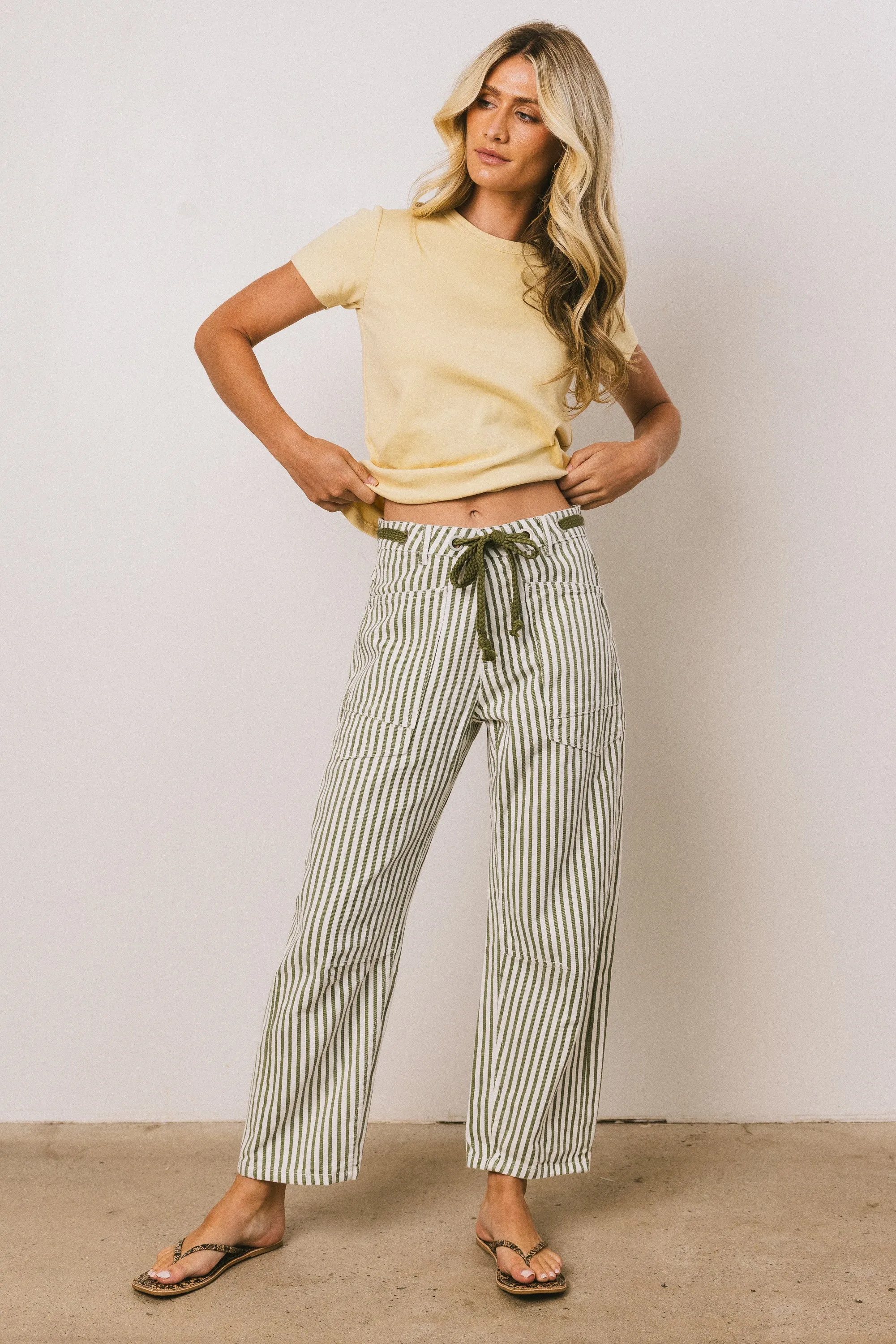 Jocelyn Barrel Jeans in Green Stripe - FINAL SALE sold by bohme product image thumbnail 5