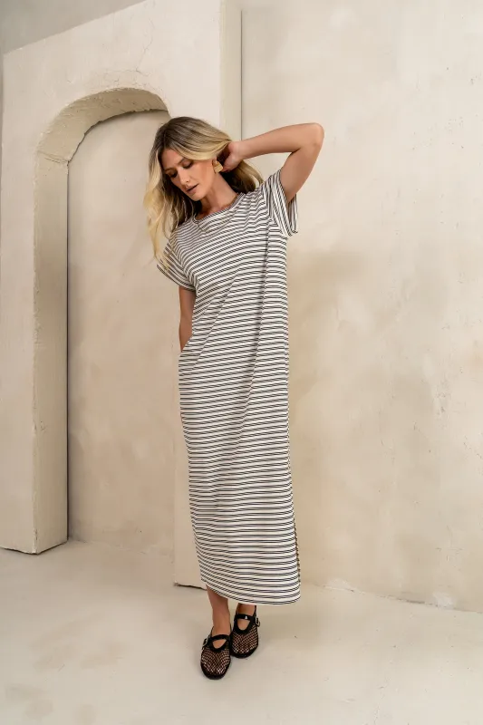 Esme Striped Maxi Dress in Black - FINAL SALE sold by bohme
