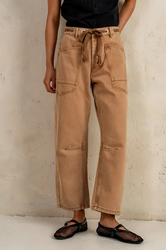 Jocelyn Barrel Jeans in Rust sold by bohme