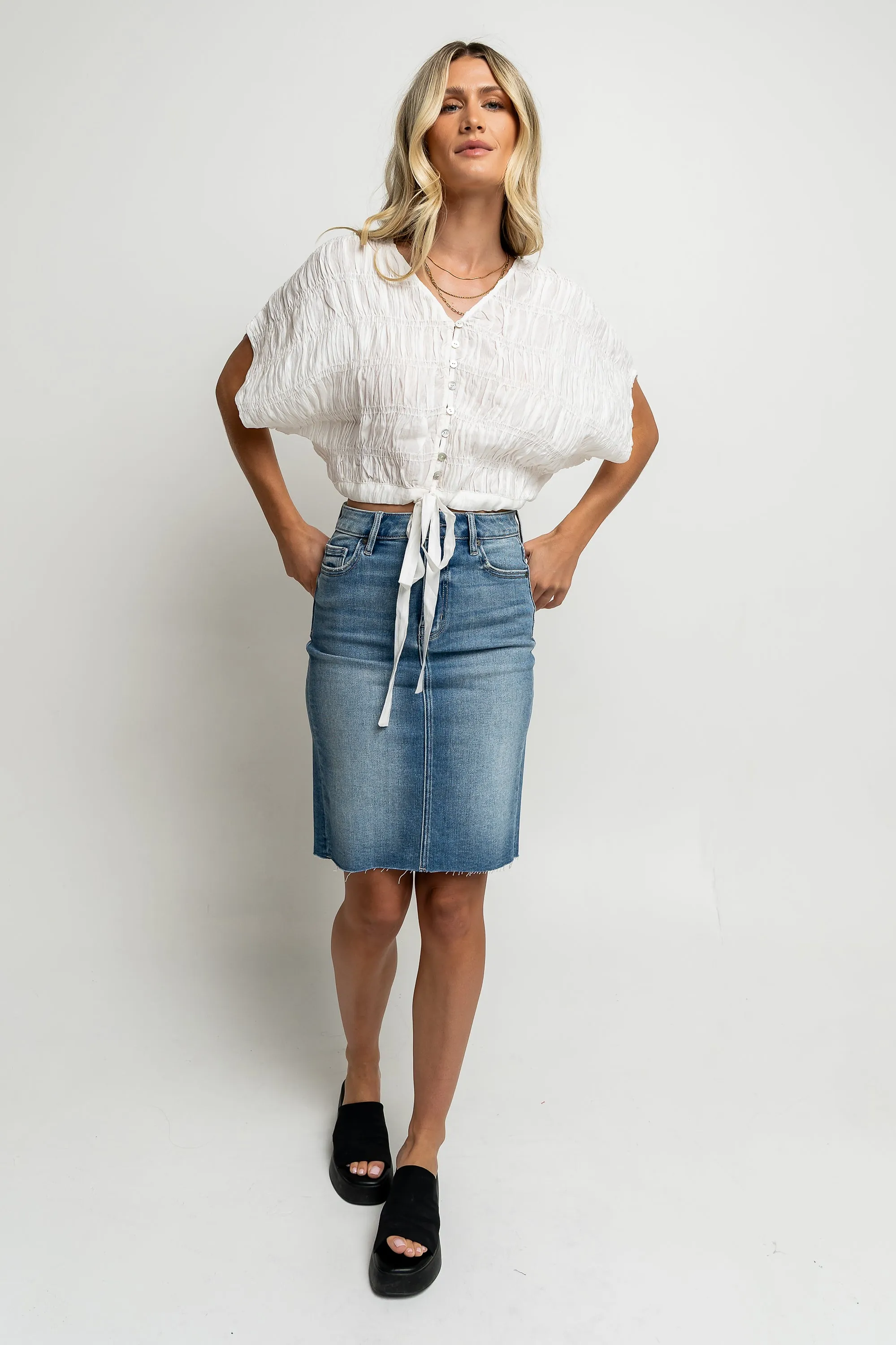 Alma Smocked Blouse in White - FINAL SALE sold by bohme product image thumbnail 3