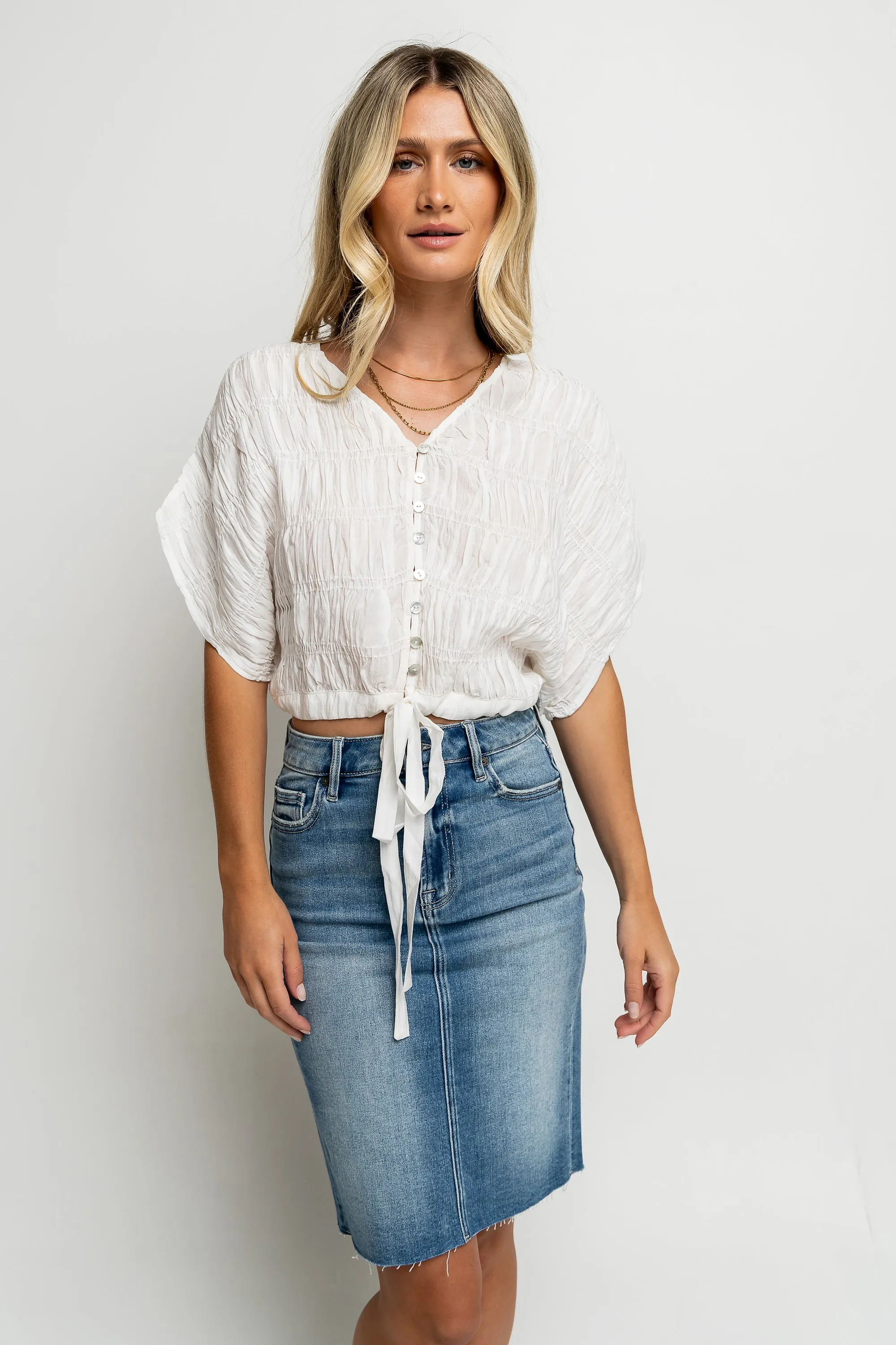 Alma Smocked Blouse in White - FINAL SALE sold by bohme product image thumbnail 2