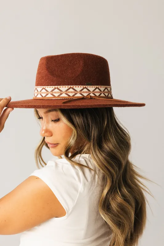 Geometric Felt Hat in Rust sold by bohme