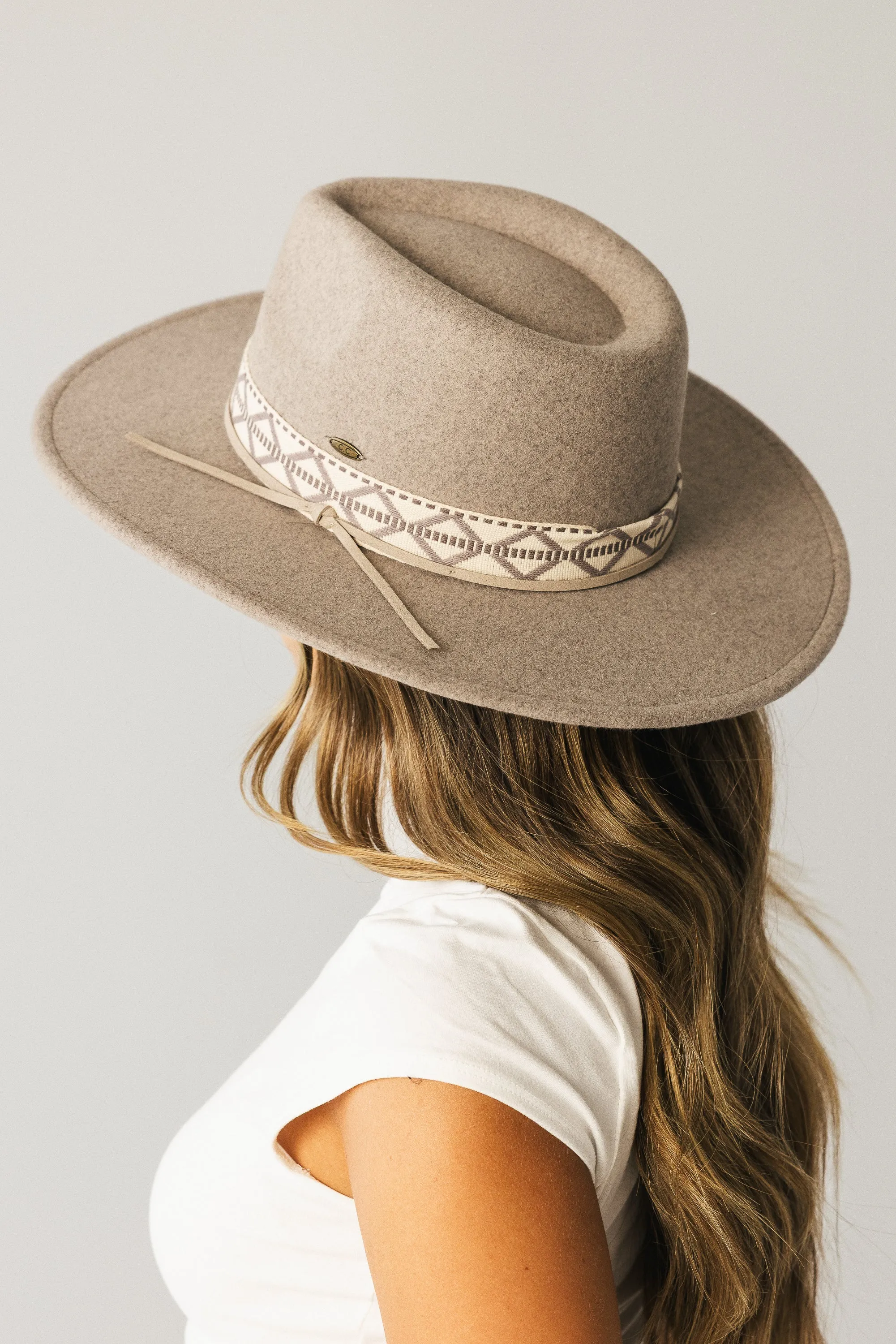 Geometric Felt Hat in Taupe sold by bohme