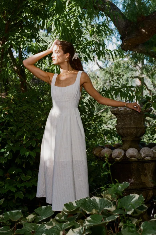 Raven Striped Midi Dress in Natural - FINAL SALE sold by bohme