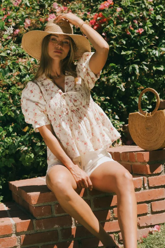 Denise Floral Blouse in Berry sold by bohme