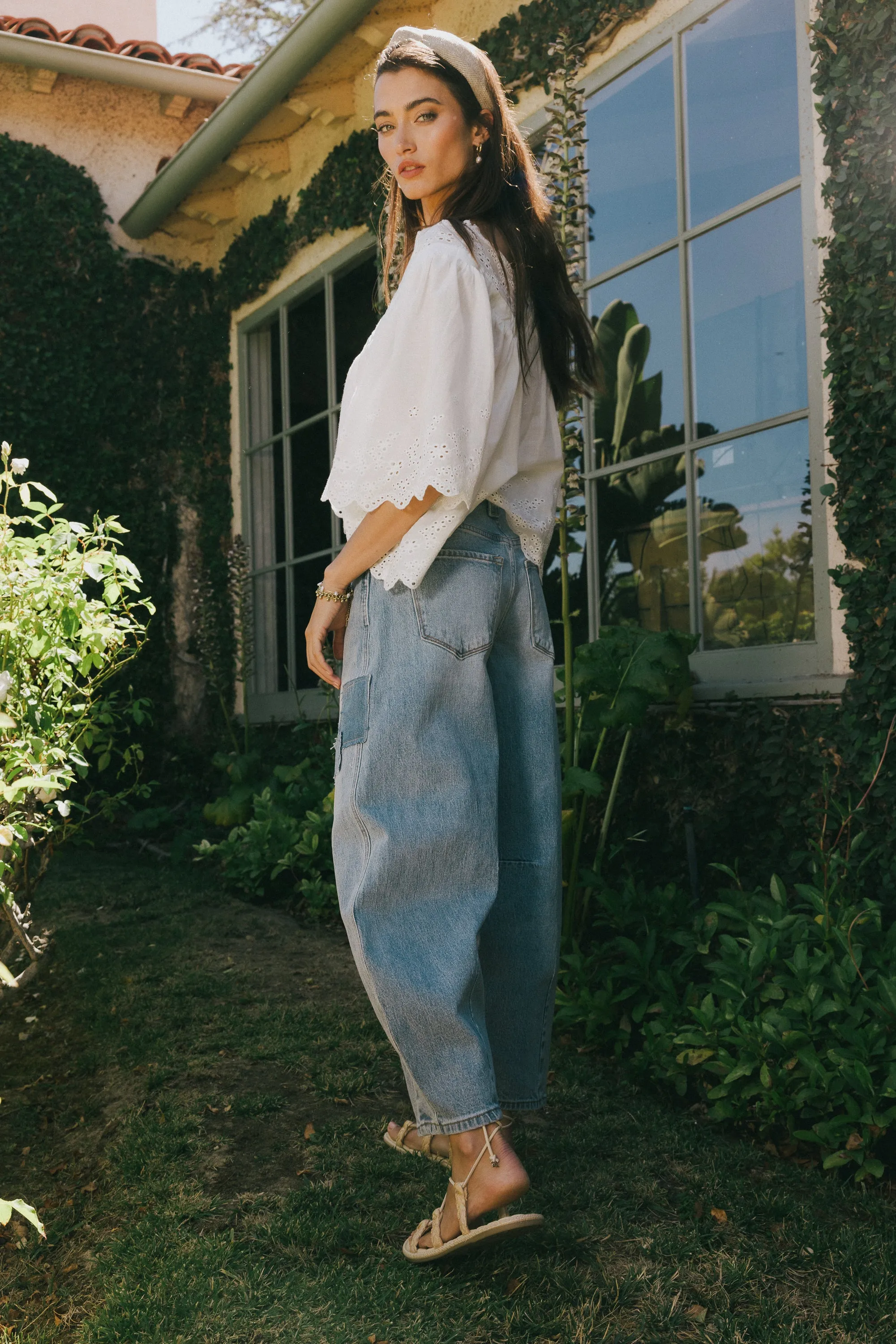 Faye Embroidered Blouse in White sold by bohme product image thumbnail 2