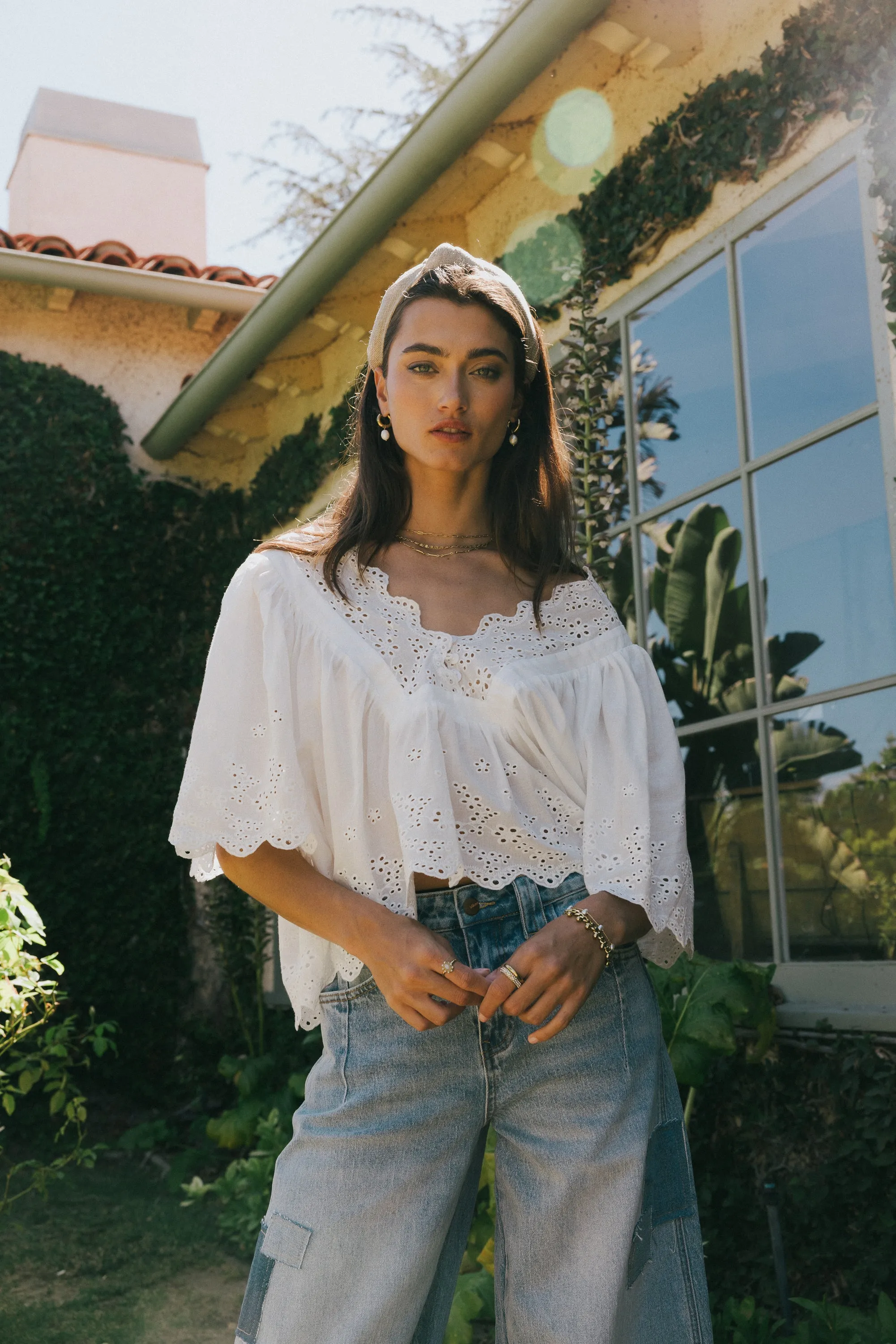 Faye Embroidered Blouse in White sold by bohme product image thumbnail 4