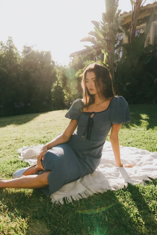 Elle Gingham Midi Dress sold by bohme