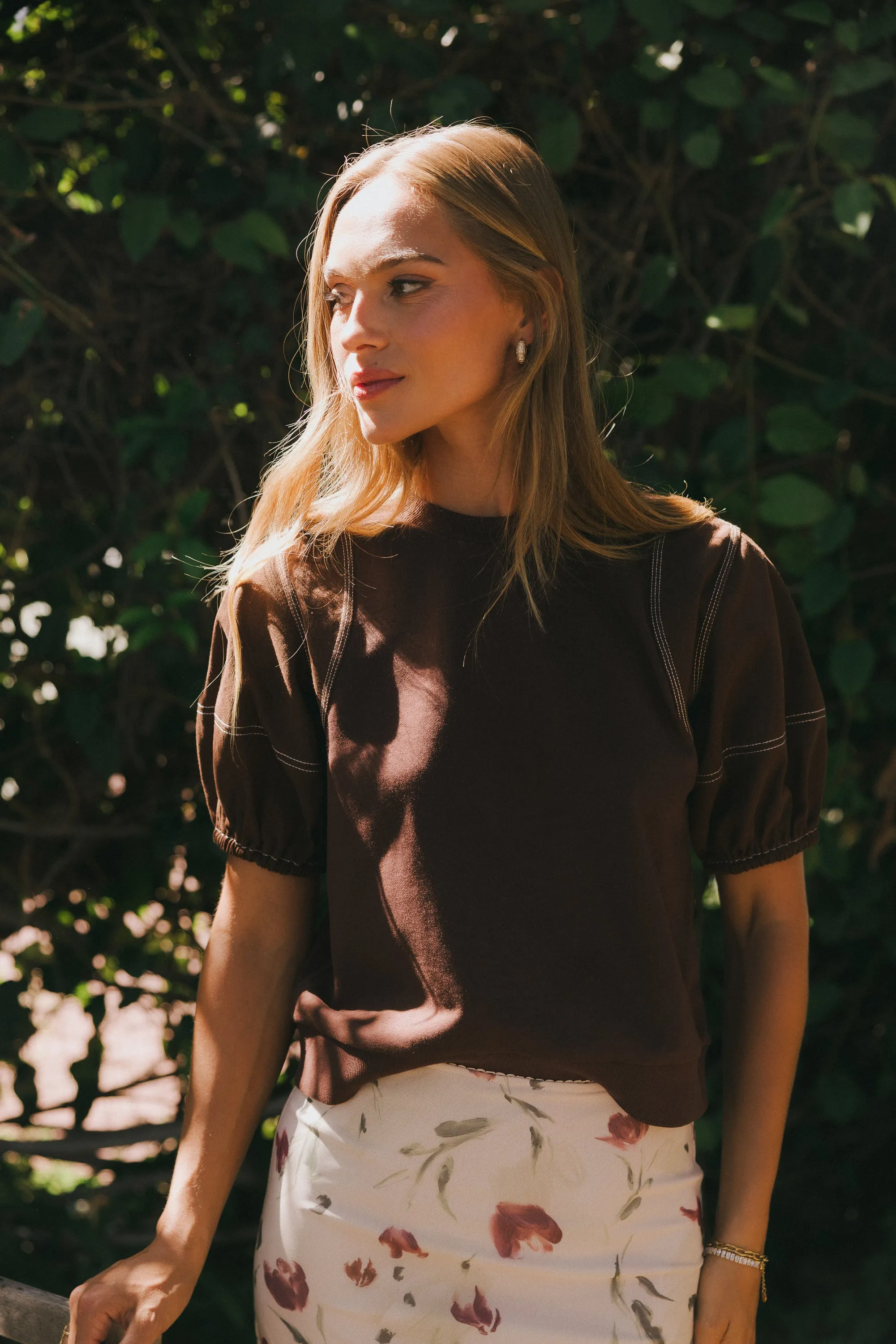 Aspen Puff Sleeve Top in Brown sold by bohme product image thumbnail 3