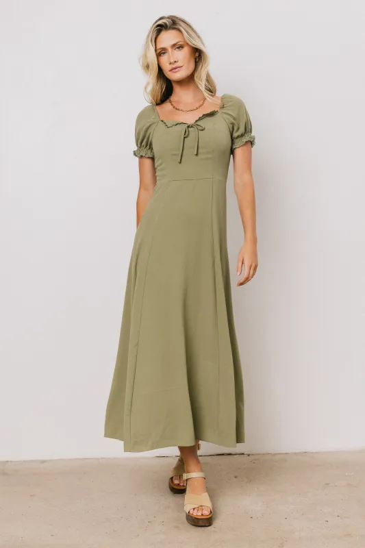 Maddox Midi Dress in Sage sold by bohme
