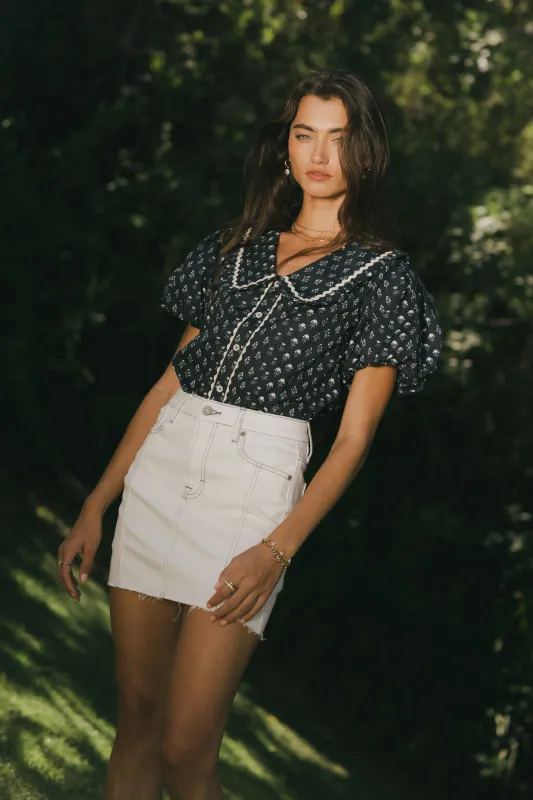 Kayla Collared Blouse in Navy sold by bohme