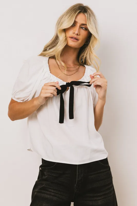 Cohen Bow Blouse in Off White - FINAL SALE sold by bohme