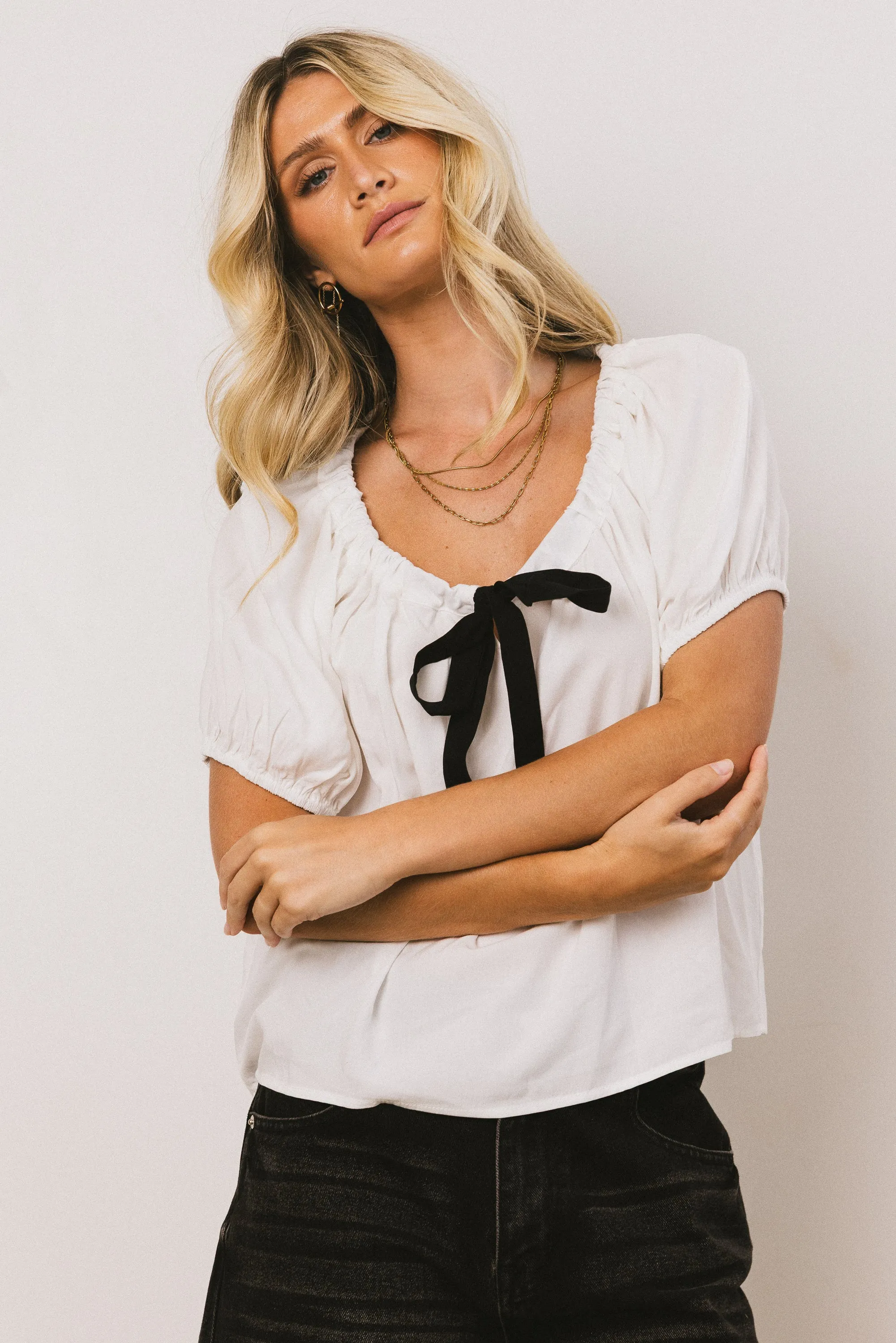 Cohen Bow Blouse in Off White - FINAL SALE sold by bohme product image thumbnail 4