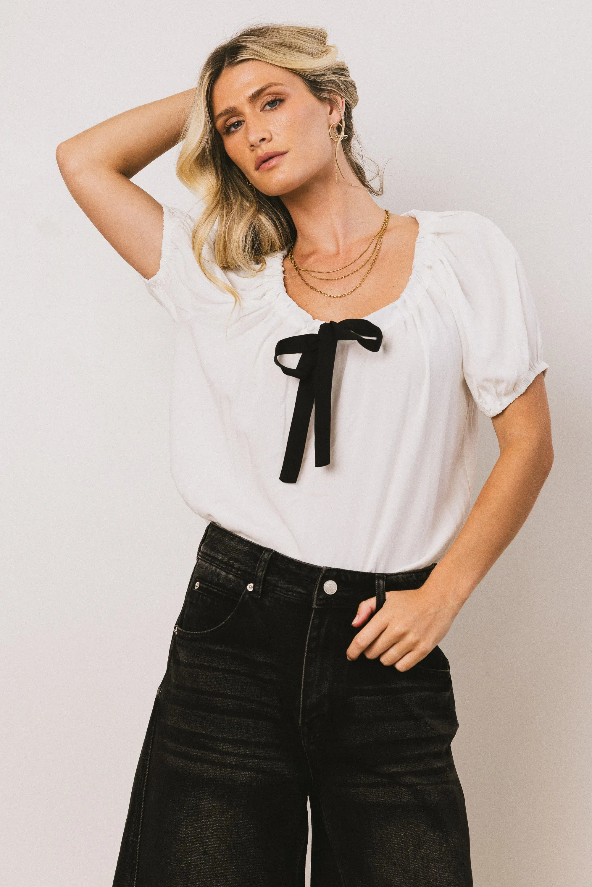 Cohen Bow Blouse in Off White - FINAL SALE sold by bohme product image thumbnail 2