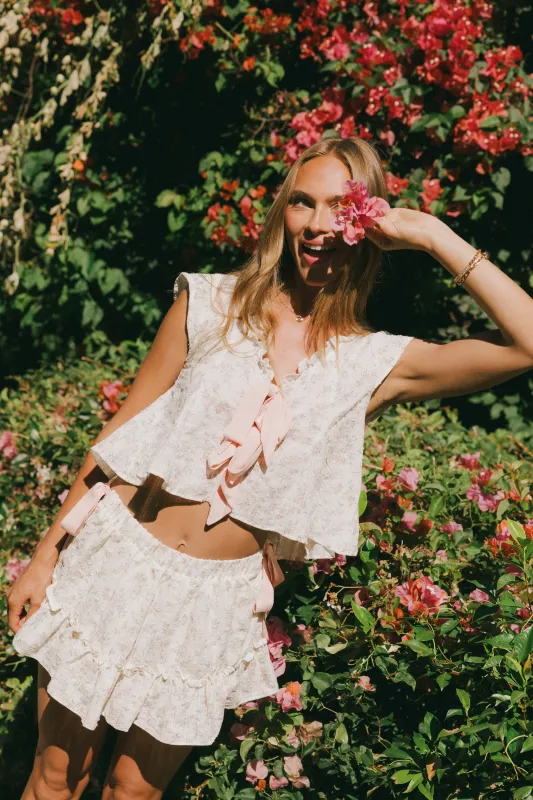 Regina Floral Mini Skirt in Blush - FINAL SALE sold by bohme