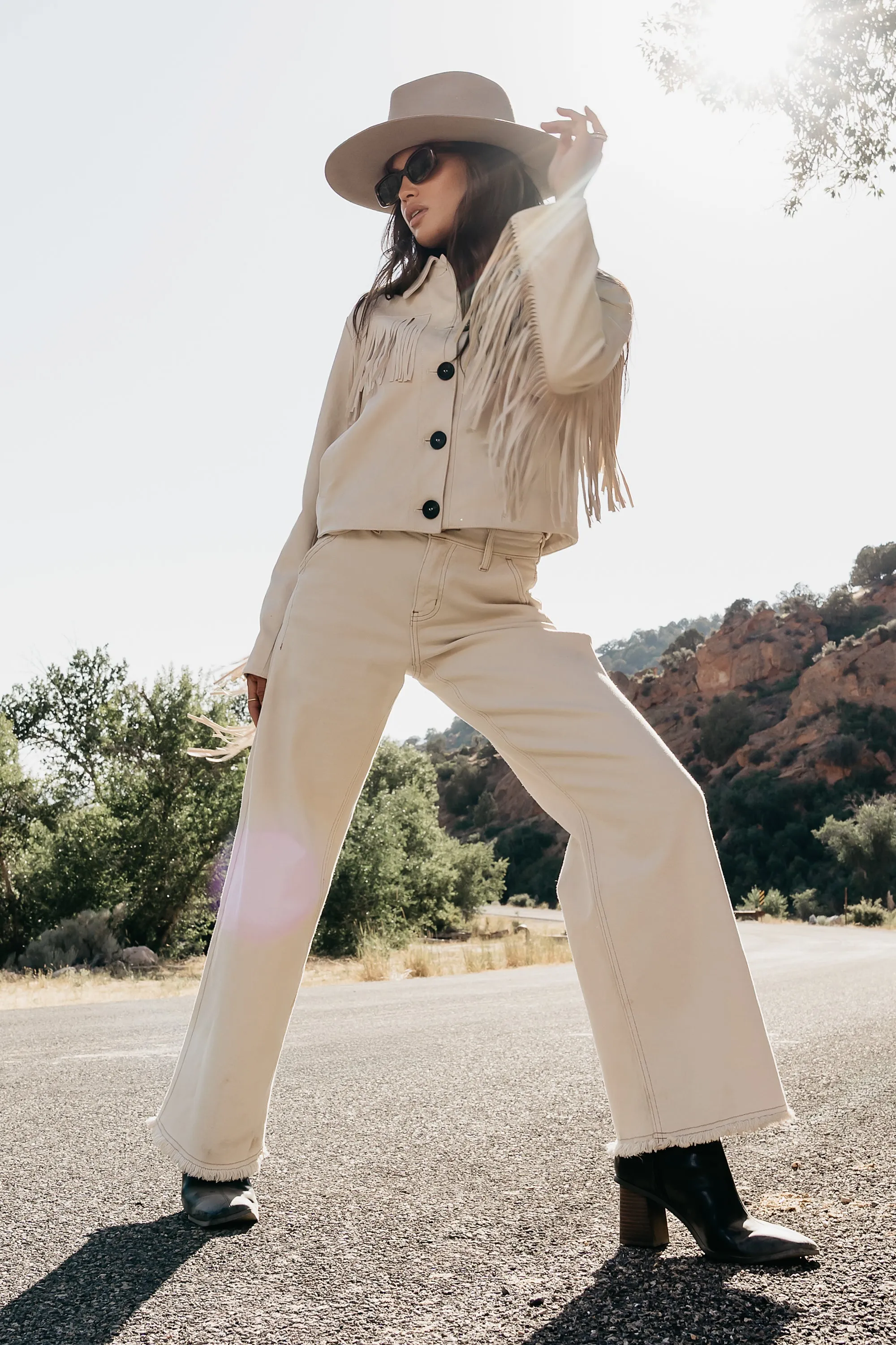 Bridget Fringe Jacket in Bone sold by bohme product image thumbnail 4