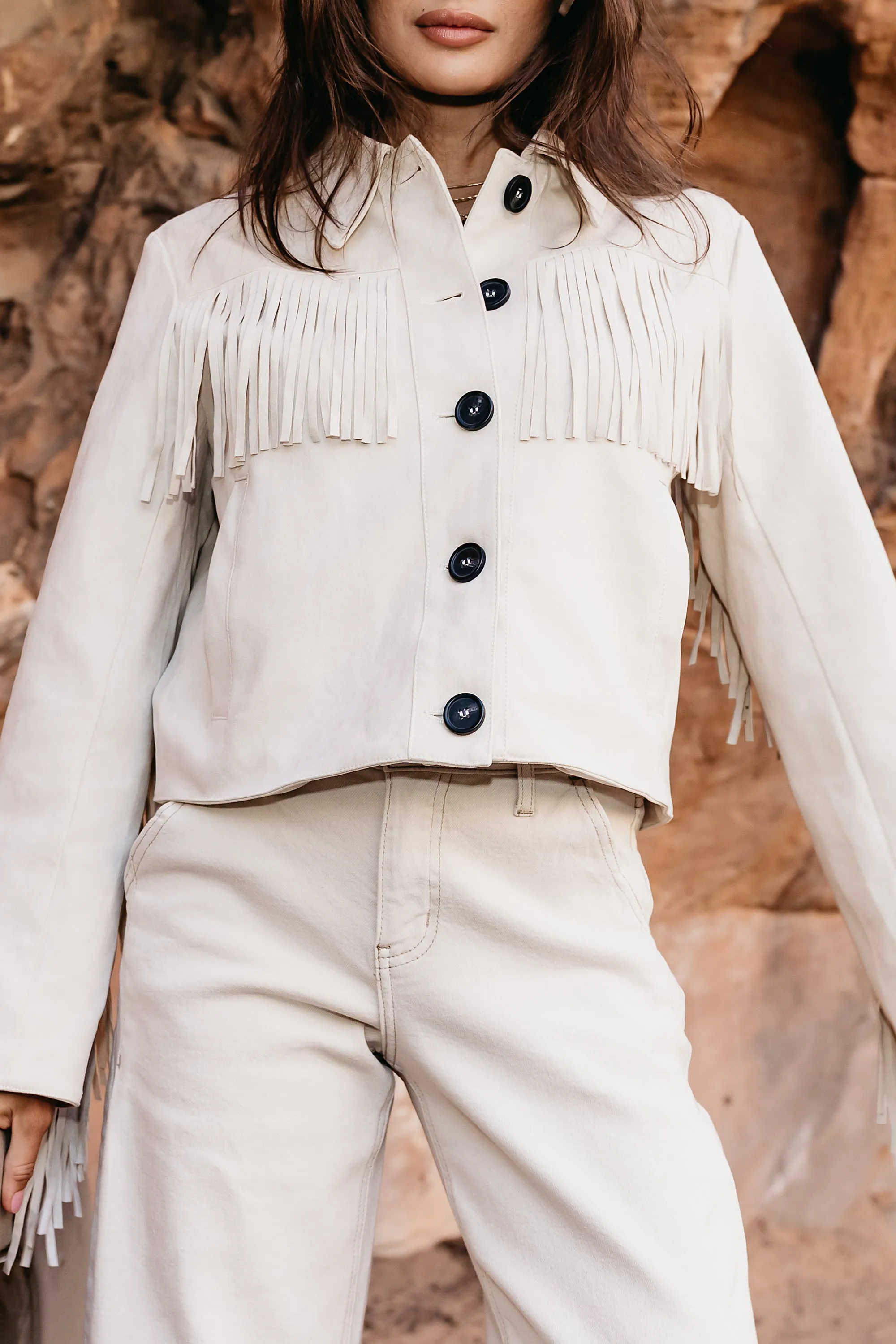 Bridget Fringe Jacket in Bone sold by bohme product image thumbnail 5