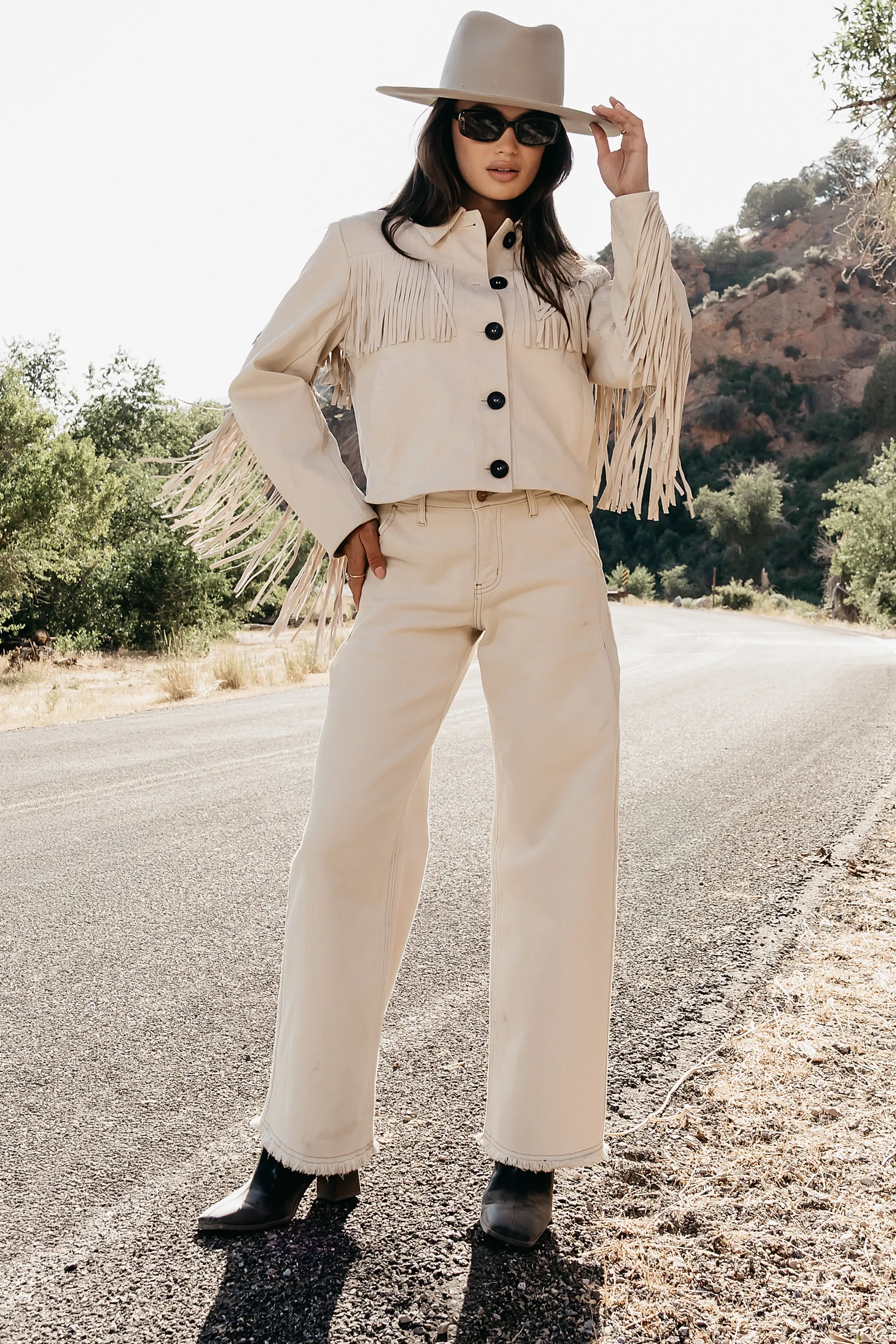 Bridget Fringe Jacket in Bone sold by bohme product image thumbnail 2