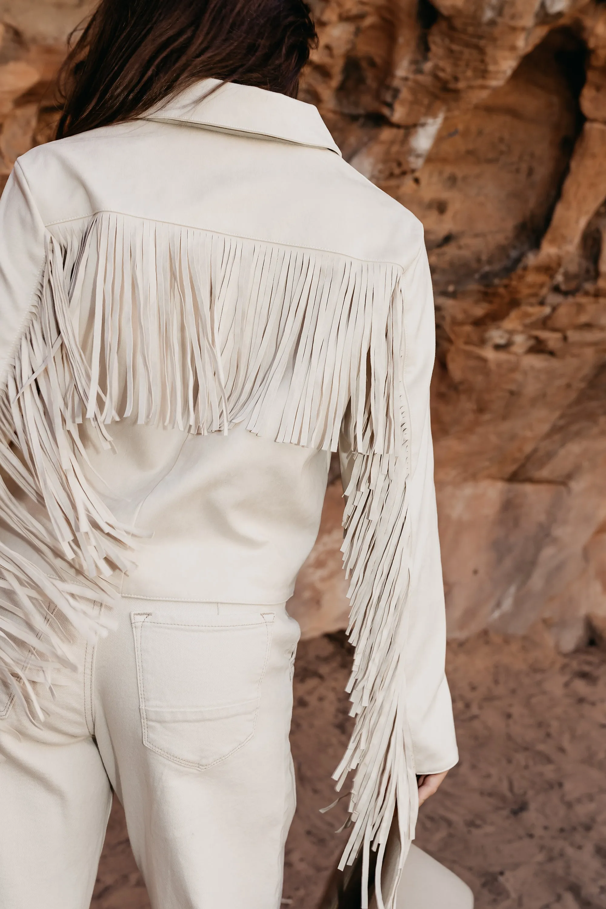 Bridget Fringe Jacket in Bone sold by bohme product image thumbnail 3