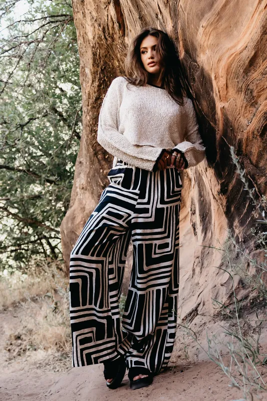 Noa Abstract Pants in Black sold by bohme