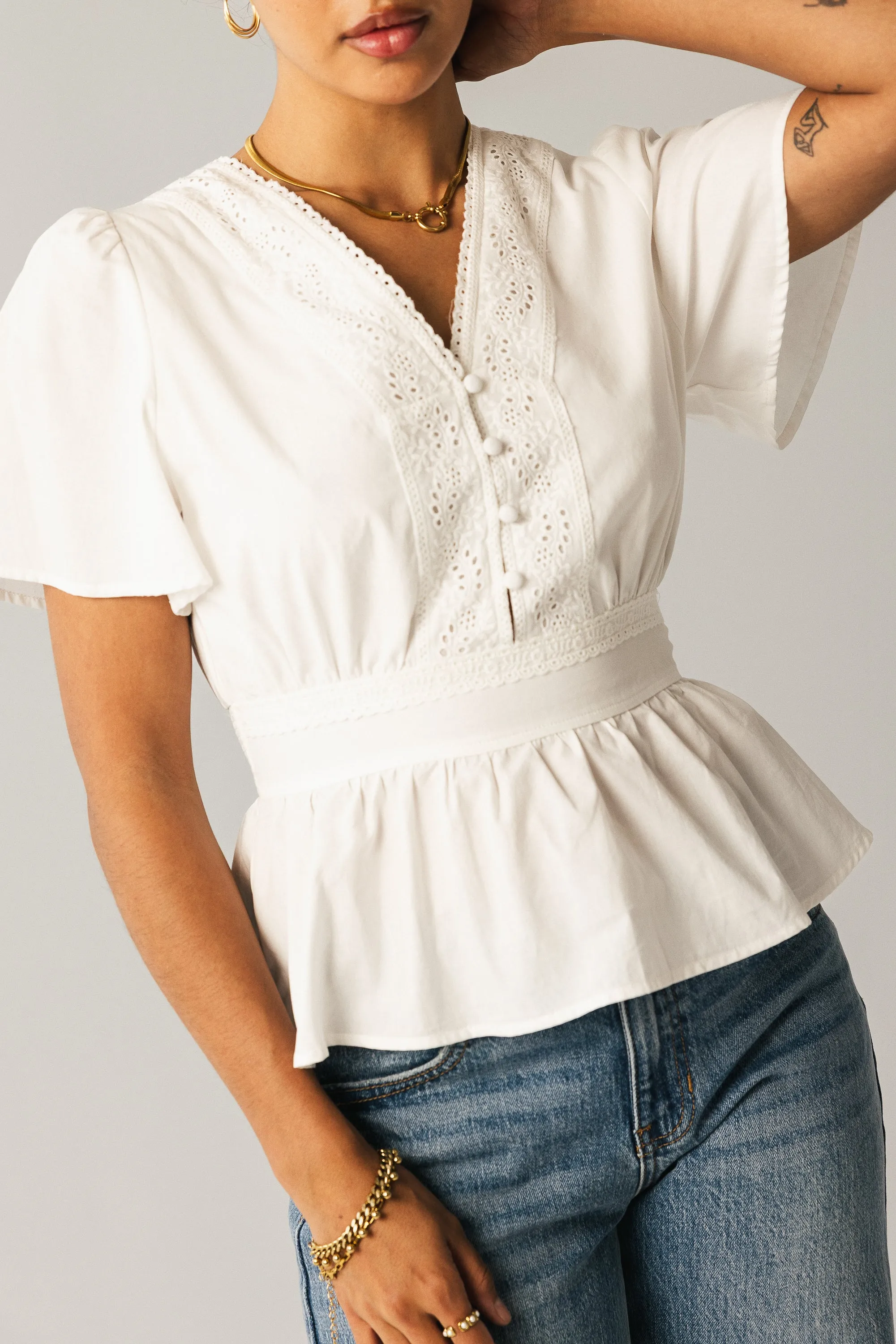 Neo Embroidered Blouse in Ivory - FINAL SALE sold by bohme product image thumbnail 2