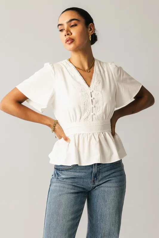 Neo Embroidered Blouse in Ivory sold by bohme