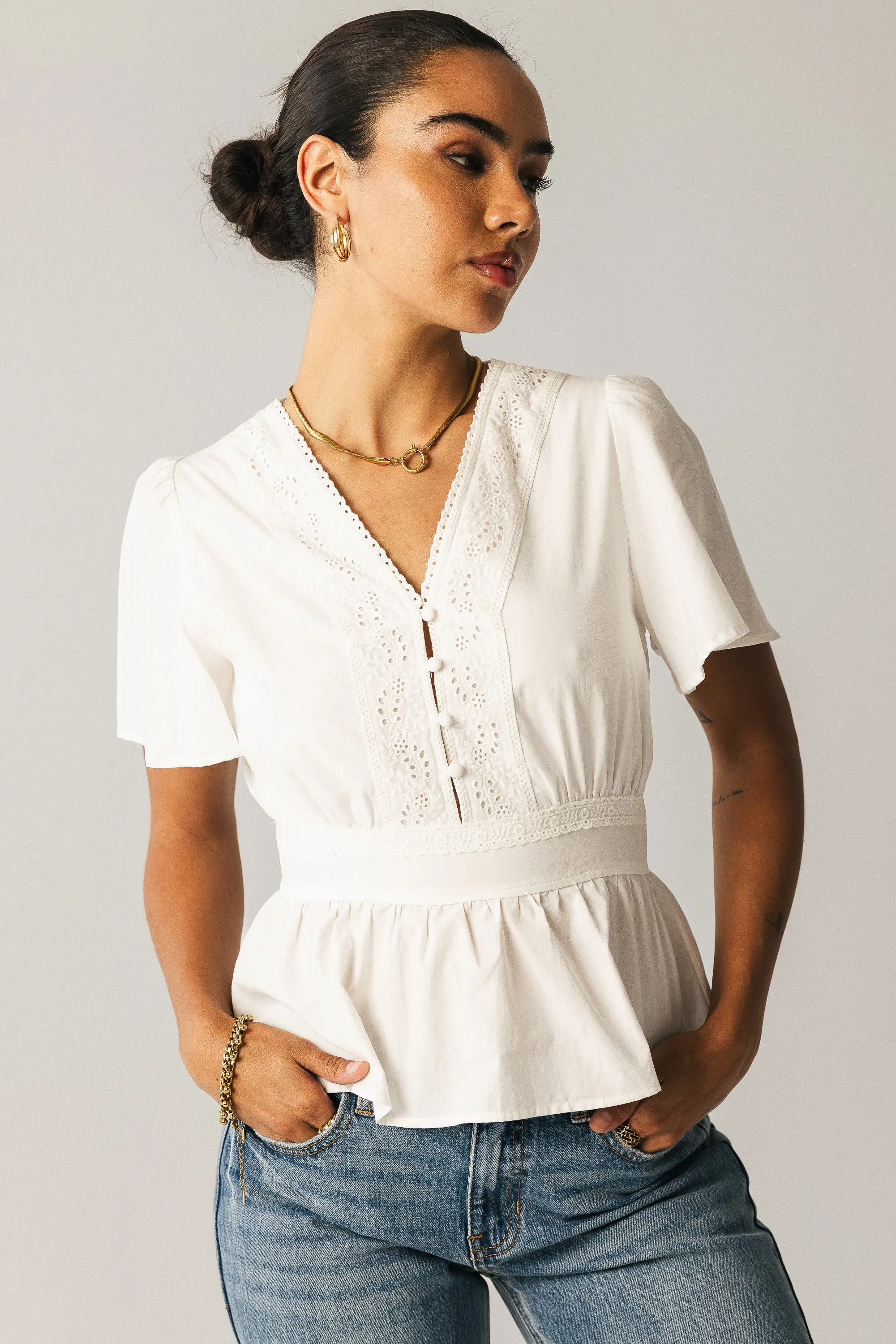 Neo Embroidered Blouse in Ivory - FINAL SALE sold by bohme product image thumbnail 3