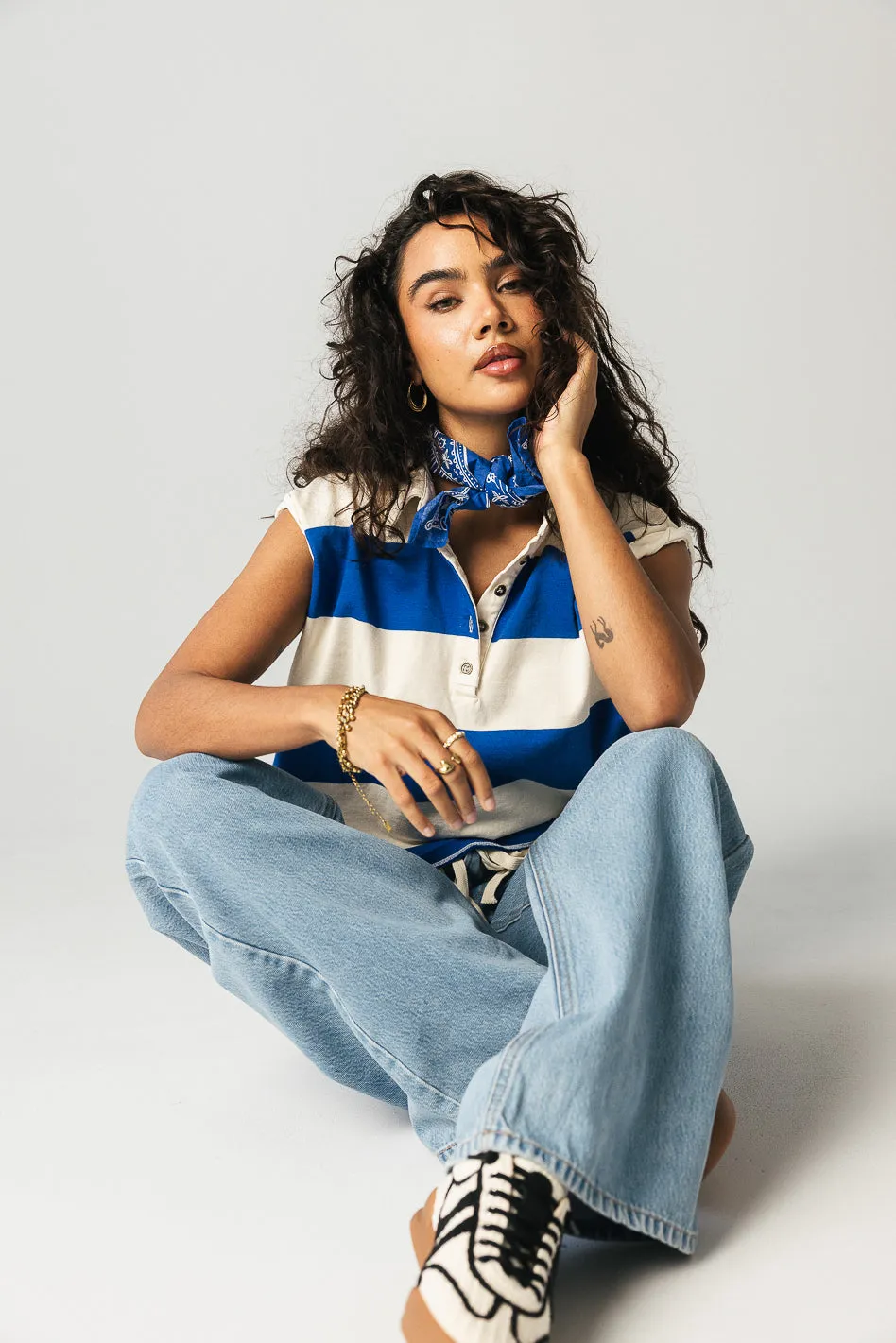 Blake Striped Top in Blue sold by bohme