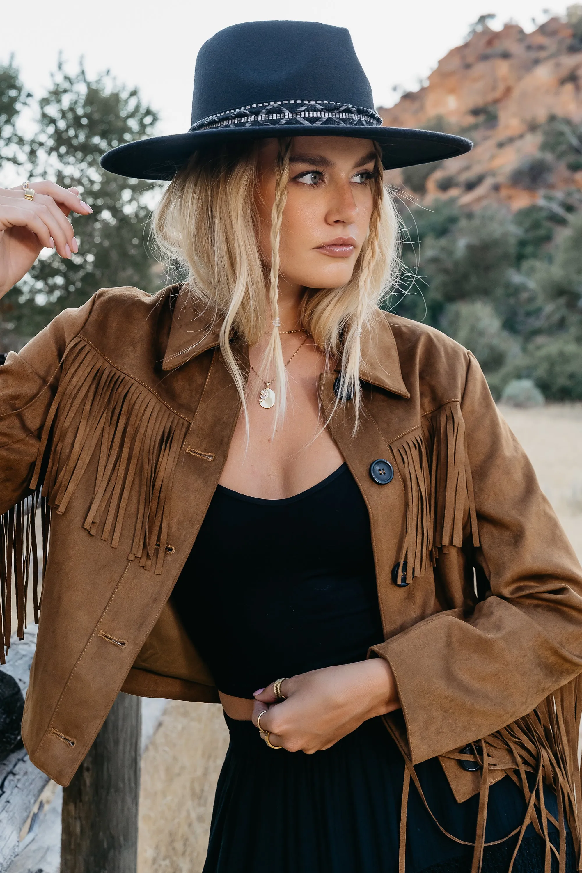 Bridget Fringe Jacket in Cognac sold by bohme product image thumbnail 4