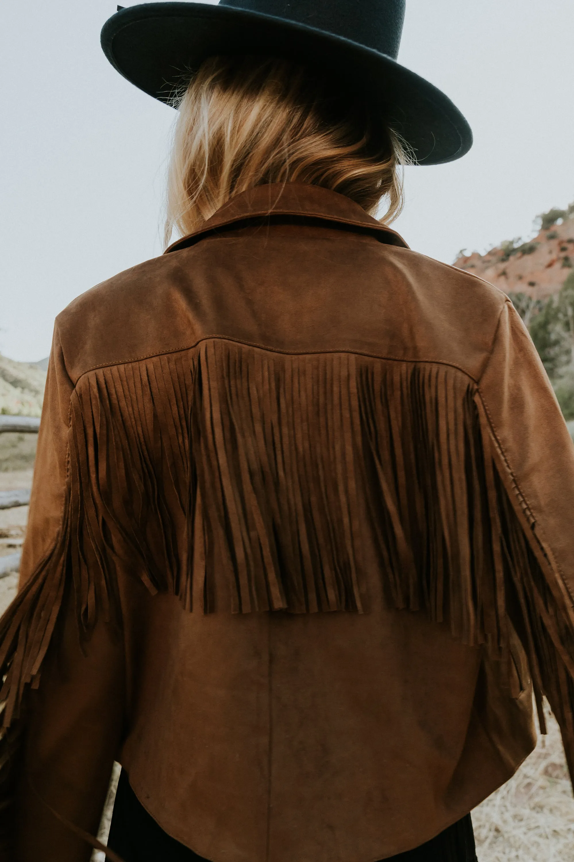 Bridget Fringe Jacket in Cognac sold by bohme product image thumbnail 5