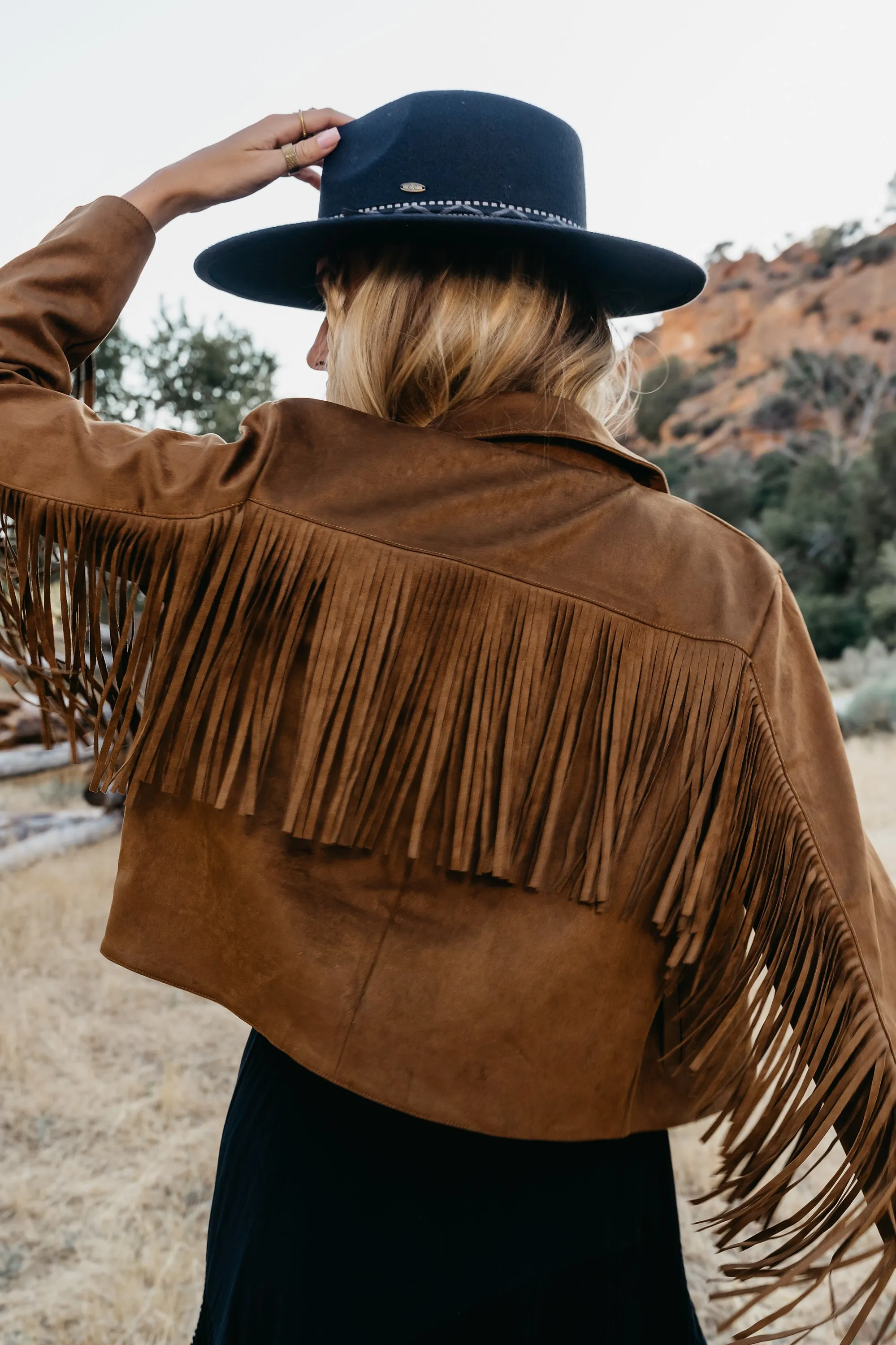 Bridget Fringe Jacket in Cognac sold by bohme product image thumbnail 2