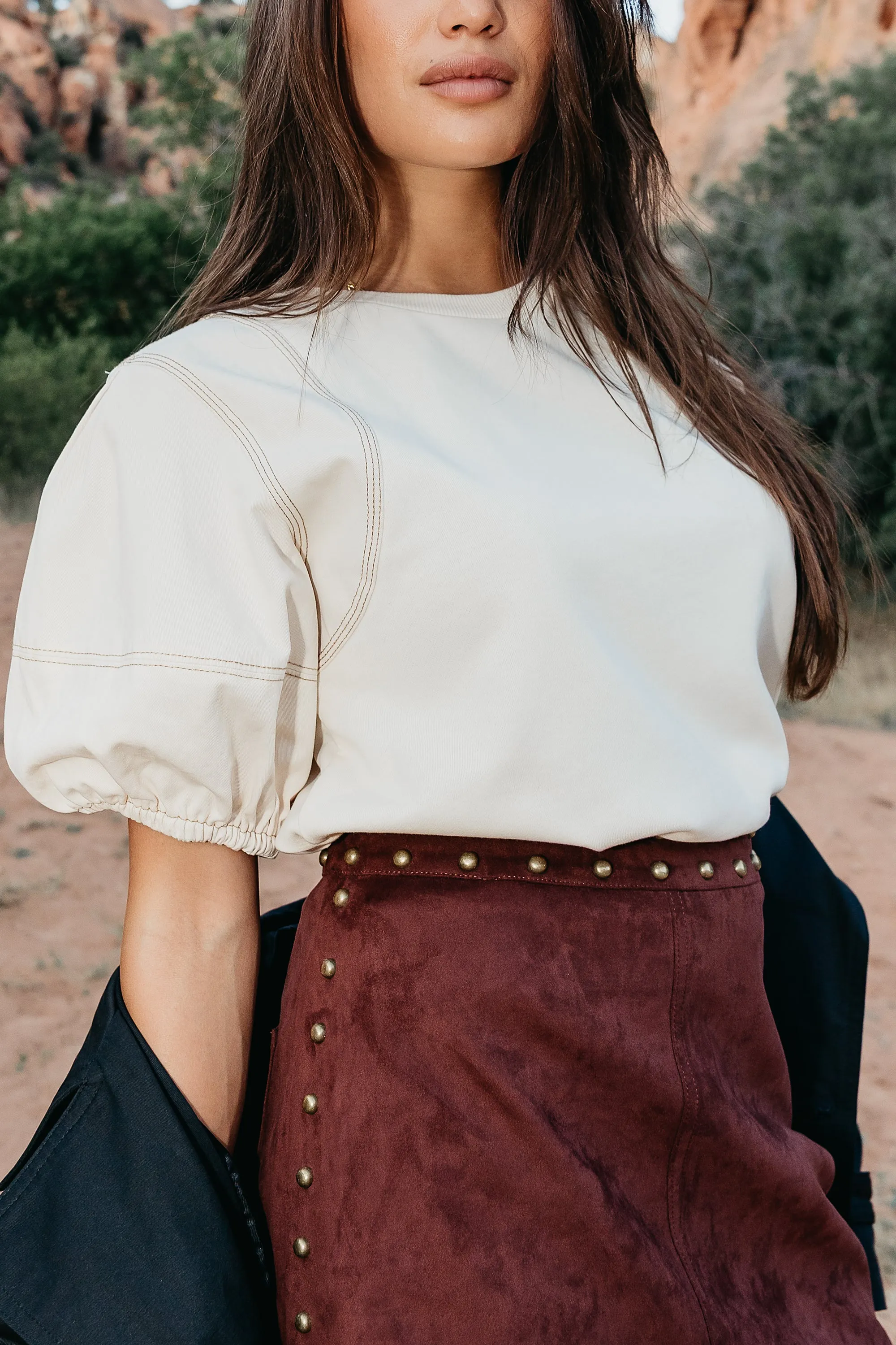 Aspen Puff Sleeve Top in Ecru sold by bohme product image thumbnail 3