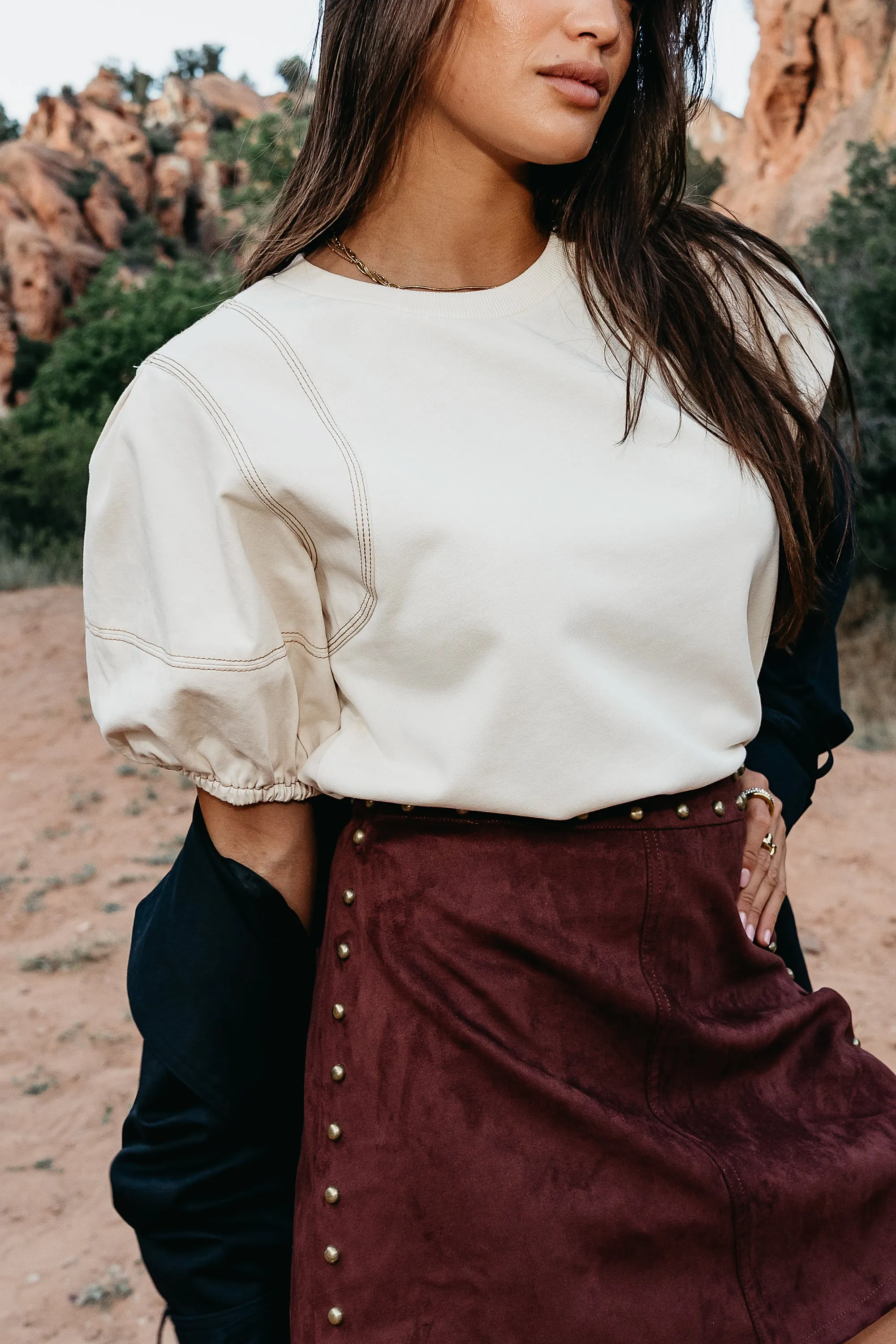 Aspen Puff Sleeve Top in Ecru sold by bohme product image thumbnail 5