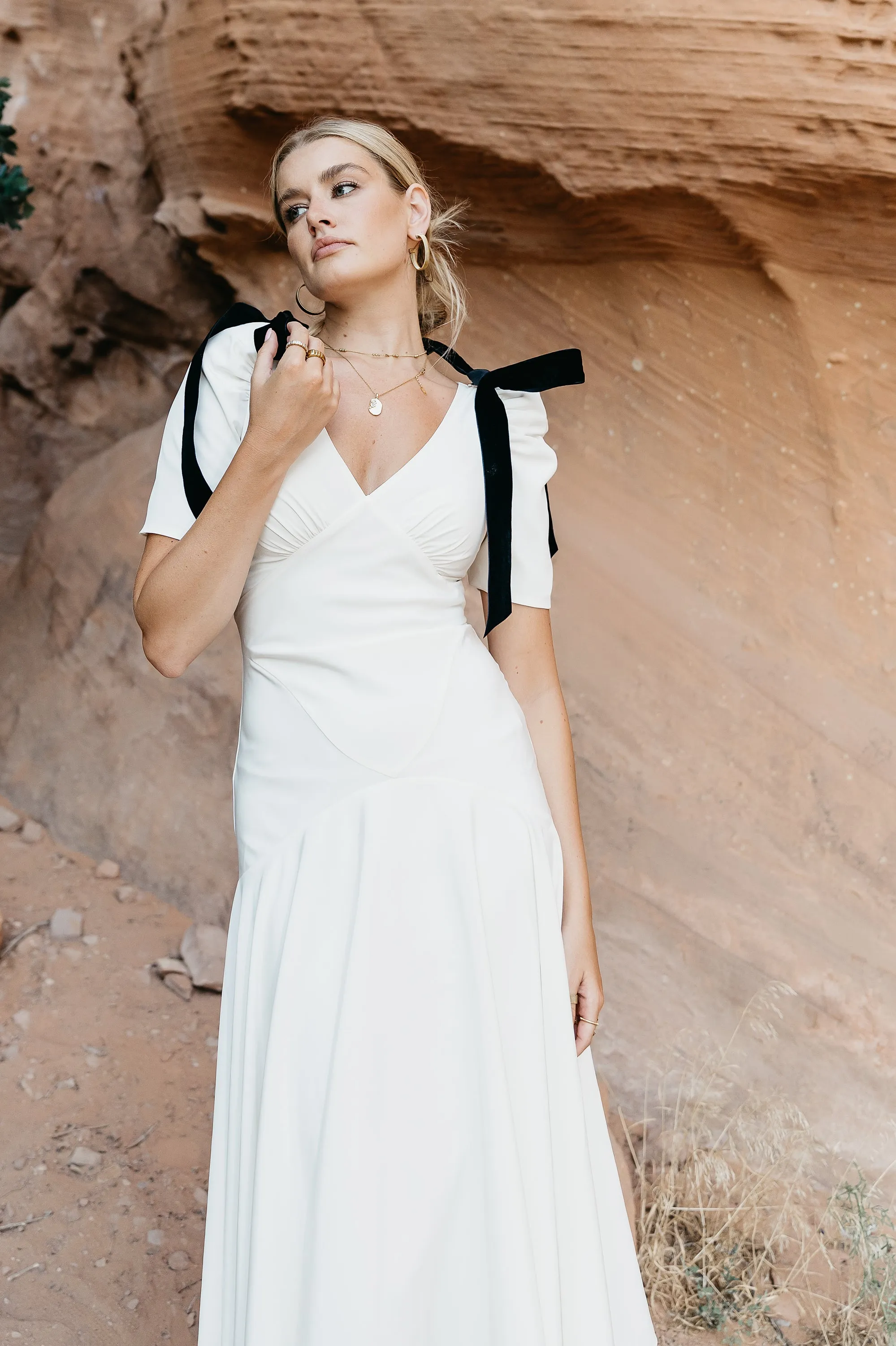 Nellie Drop Waist Maxi Dress in Cream sold by bohme product image thumbnail 5