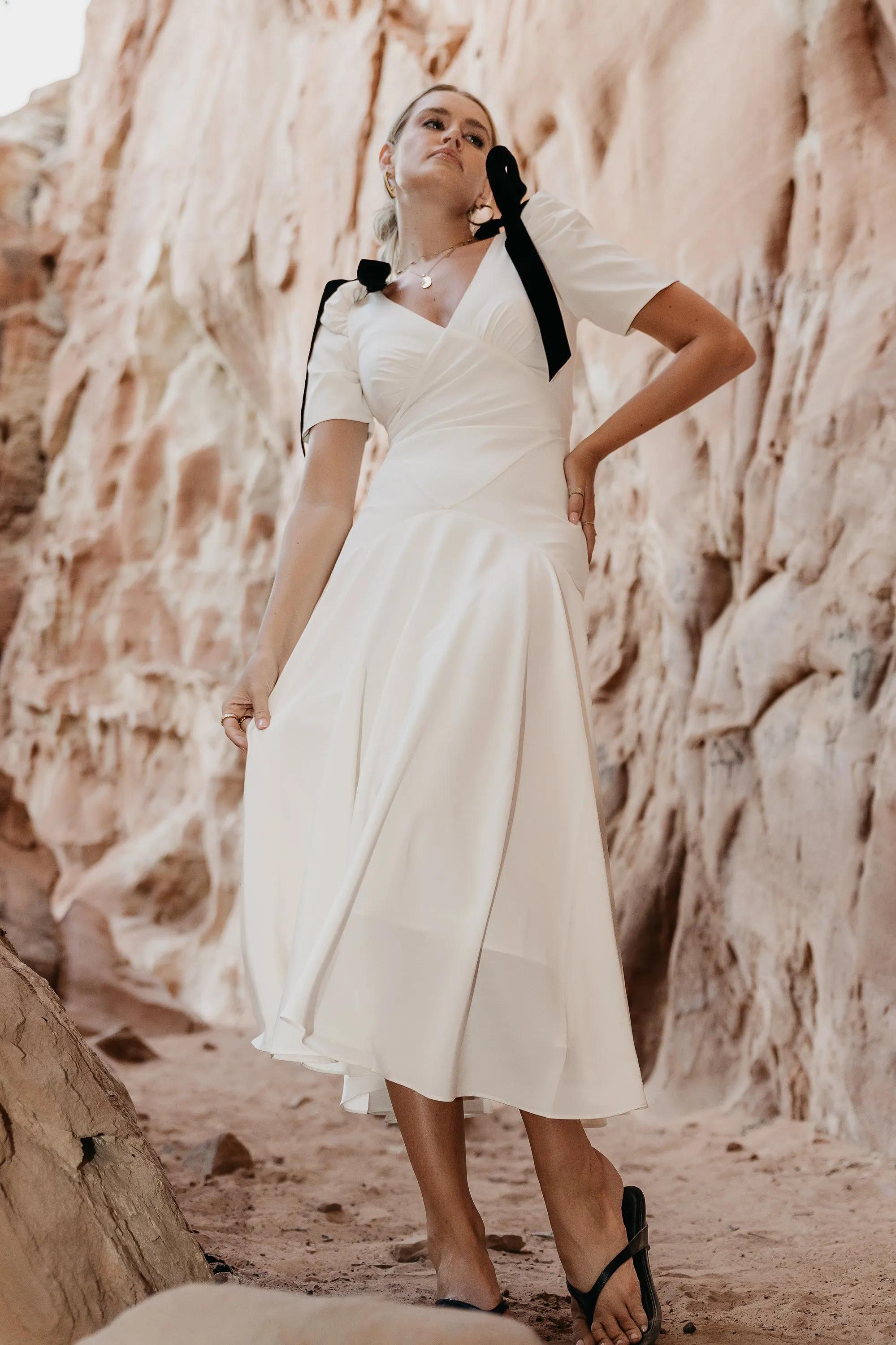Nellie Drop Waist Maxi Dress in Cream sold by bohme product image thumbnail 2