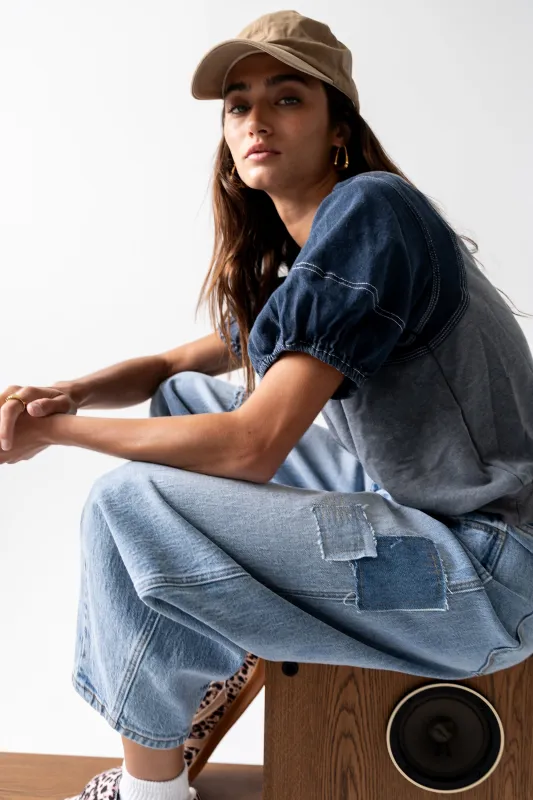 Rory Contrast Top in Denim sold by bohme