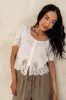 Angel Lace Trim Blouse in White - FINAL SALE sold by bohme