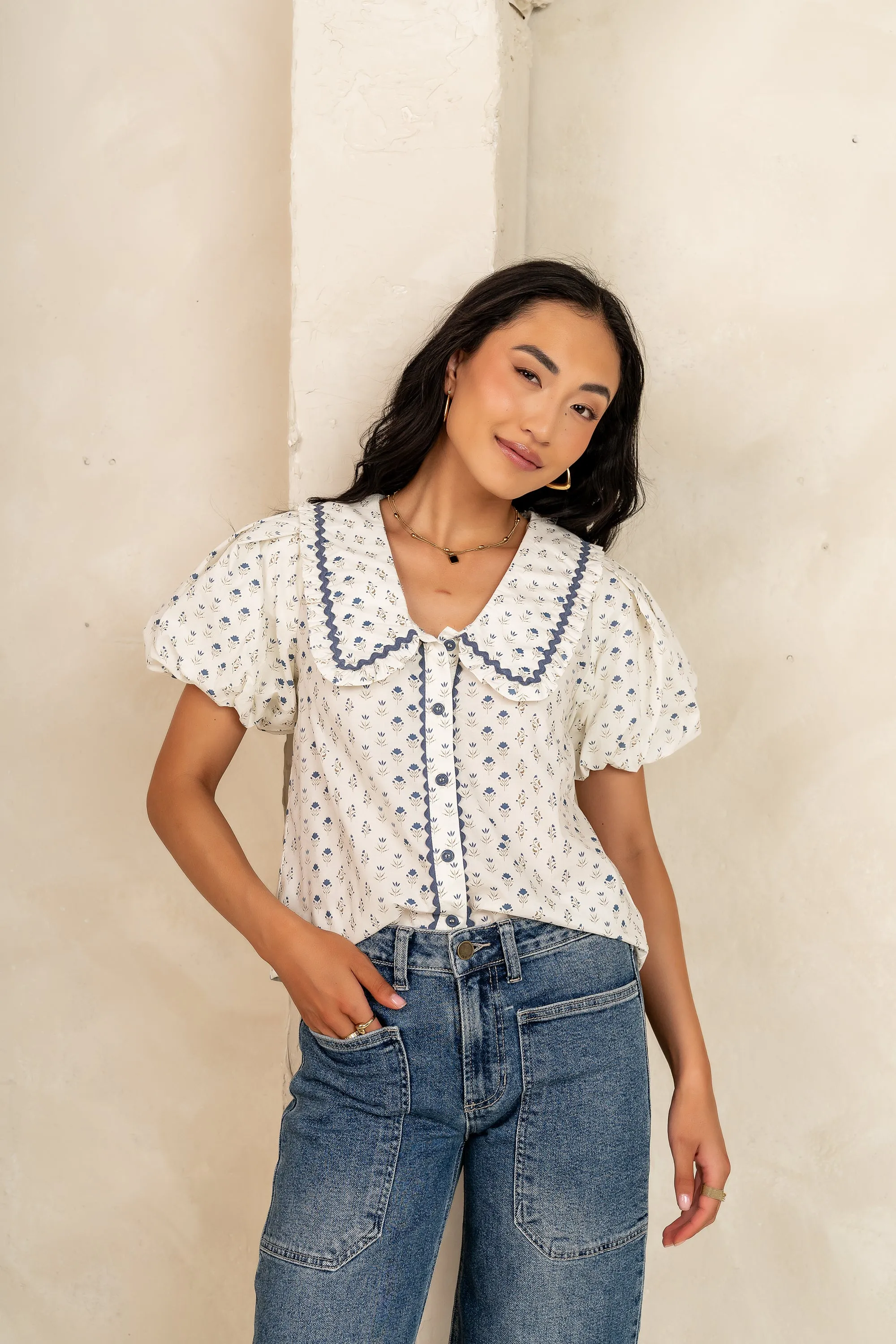 Kayla Collared Blouse in Cream sold by bohme product image thumbnail 2