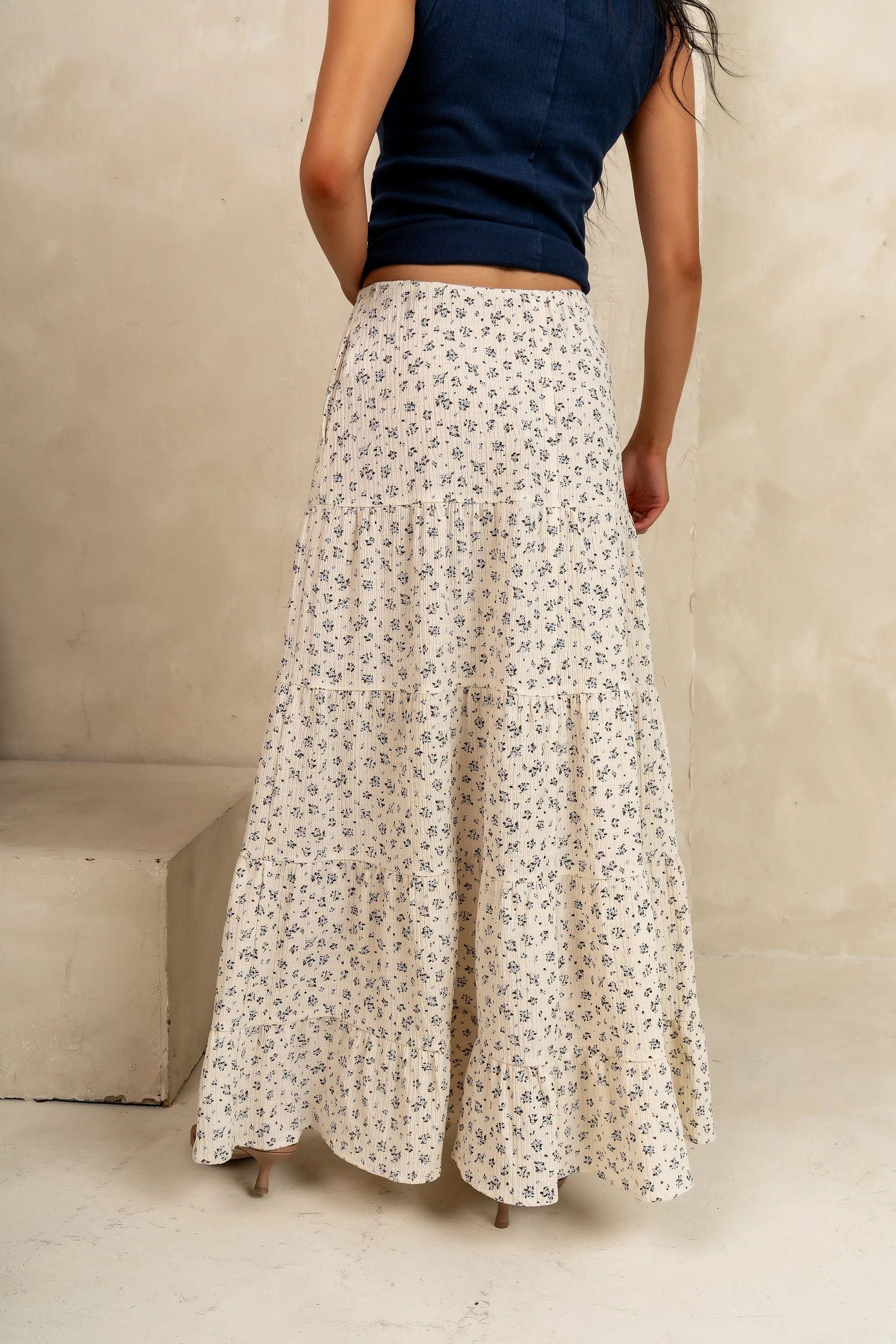 Marlee Floral Maxi Skirt in Cream - FINAL SALE sold by bohme product image thumbnail 4