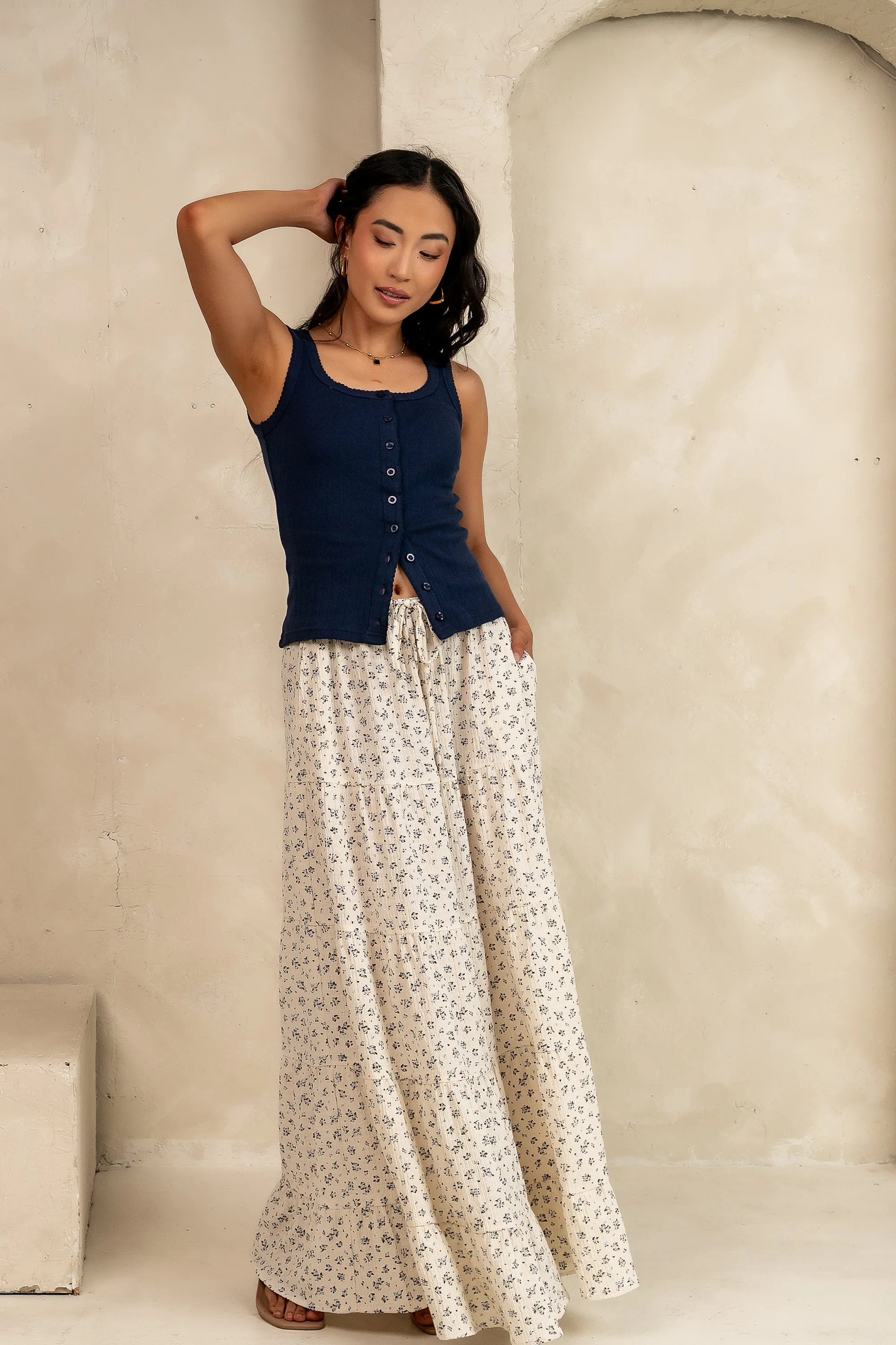 Marlee Floral Maxi Skirt in Cream - FINAL SALE sold by bohme product image thumbnail 5