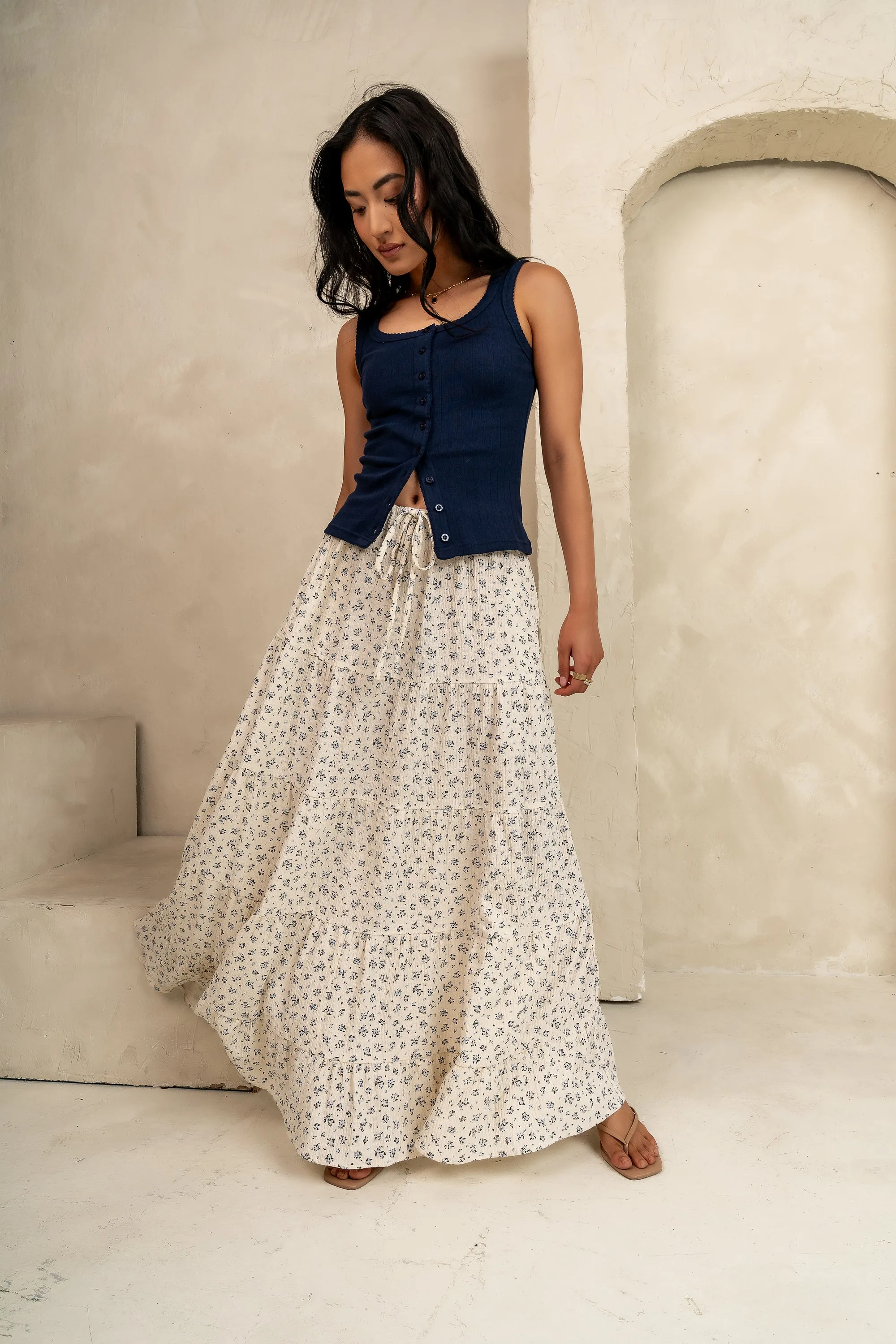 Marlee Floral Maxi Skirt in Cream - FINAL SALE sold by bohme product image thumbnail 3