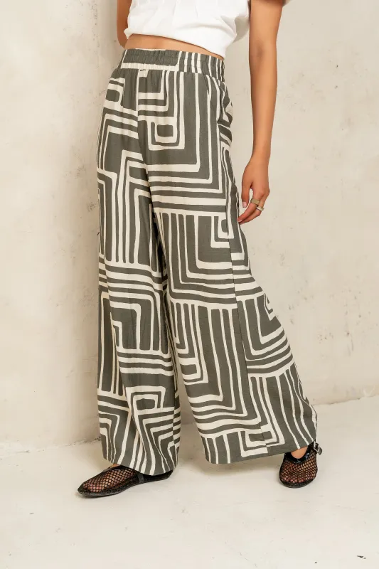 Noa Abstract Pants in Sage sold by bohme