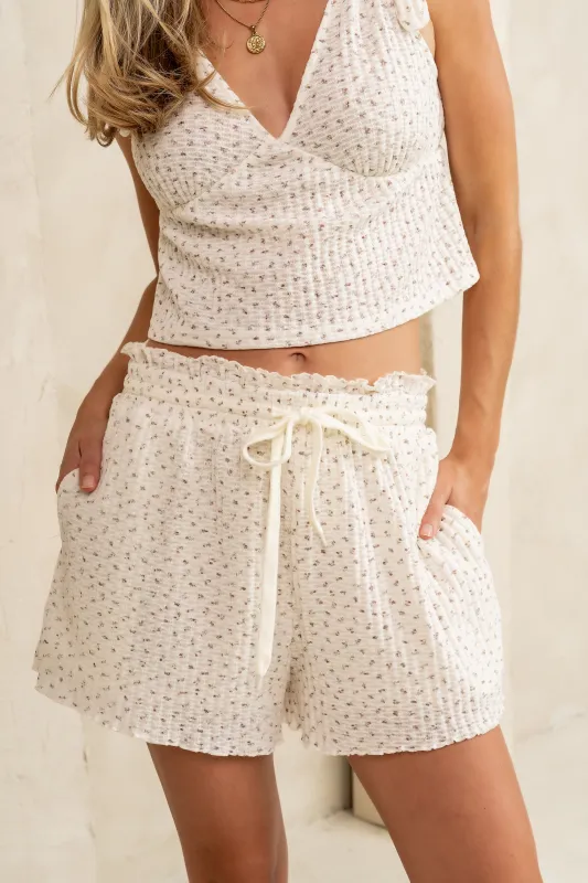 Rosie Floral Shorts in Ivory - FINAL SALE sold by bohme