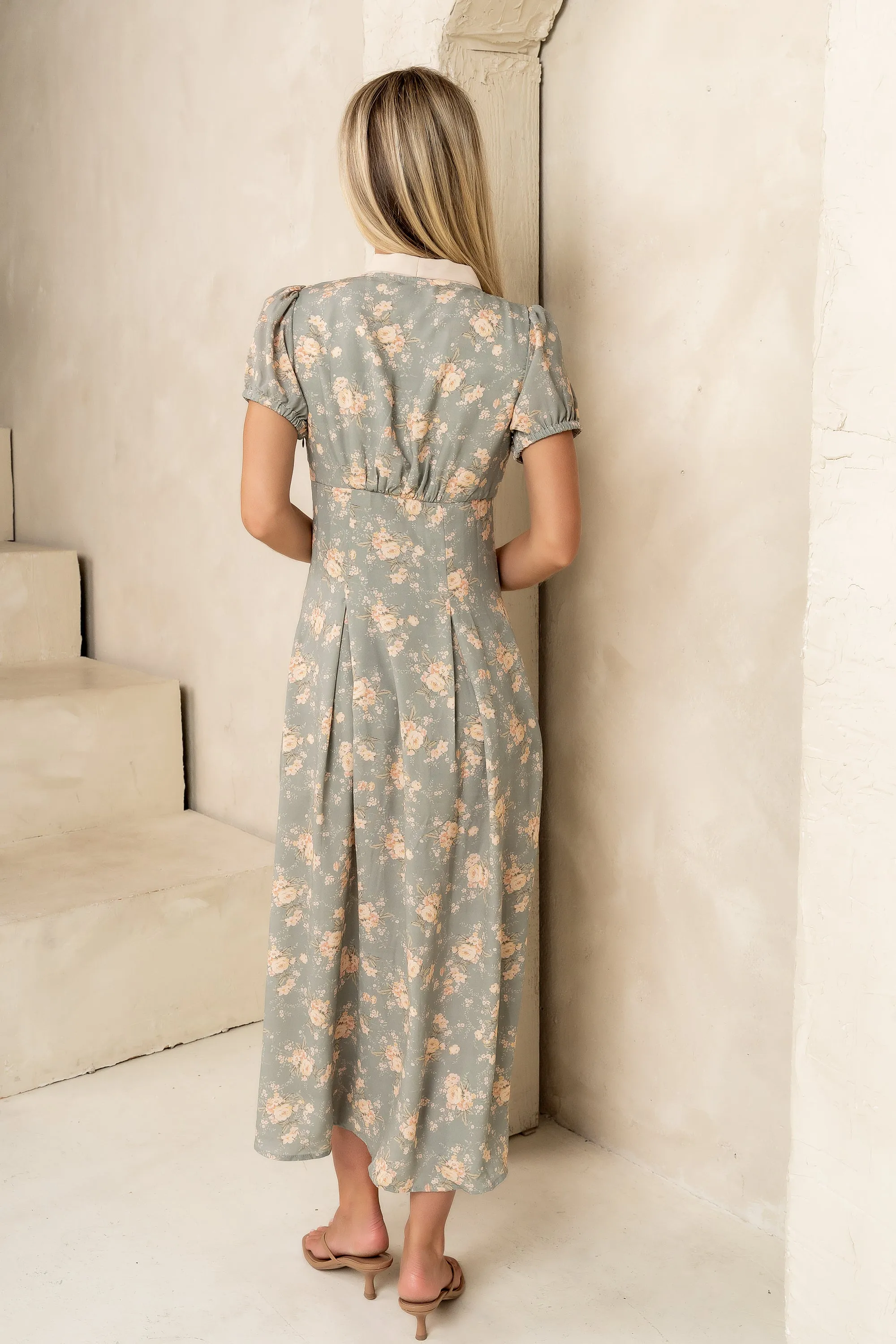 Vera Floral Maxi Dress in Sage - FINAL SALE sold by bohme product image thumbnail 3