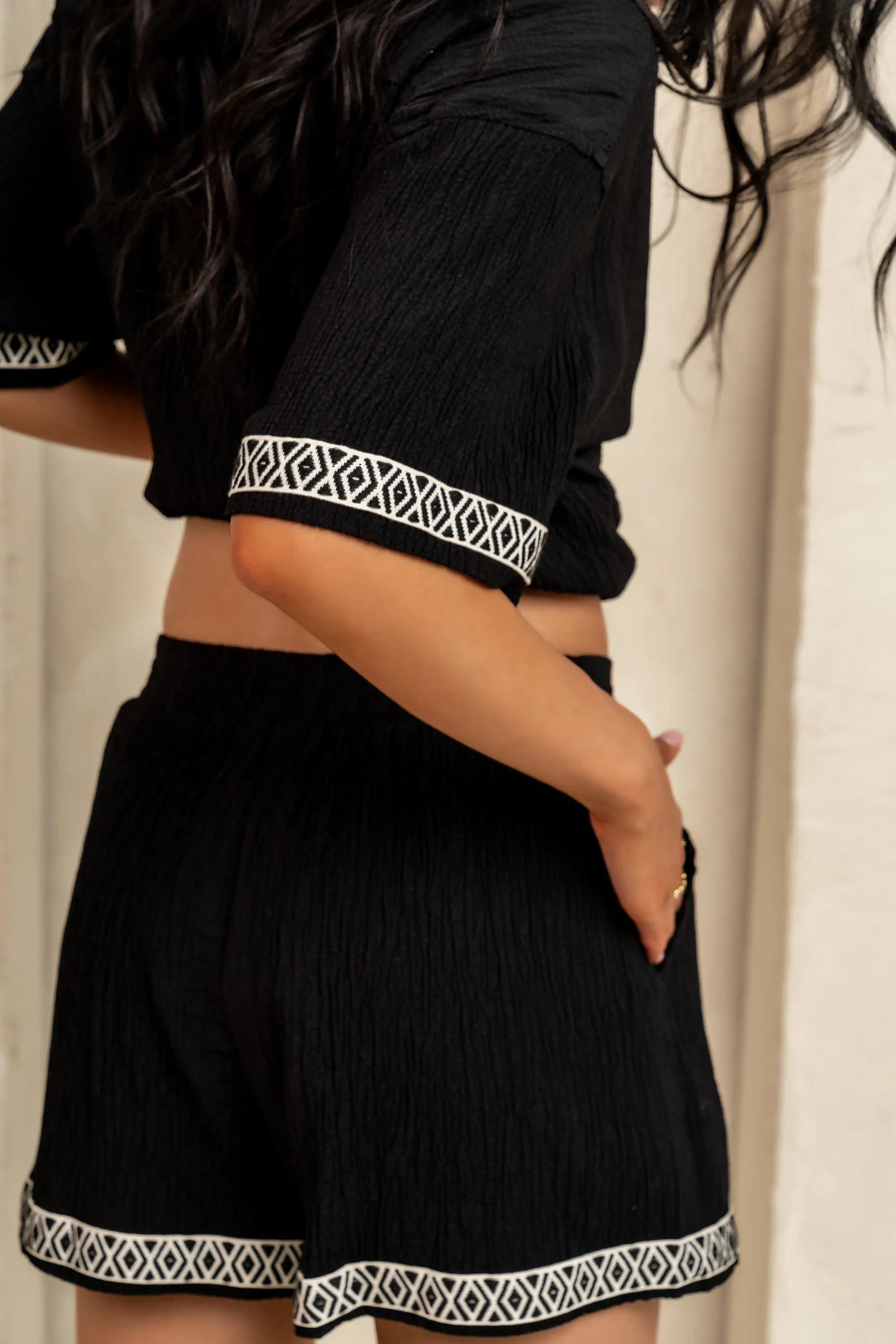 Charley Abstract Shorts in Black - FINAL SALE sold by bohme product image thumbnail 4