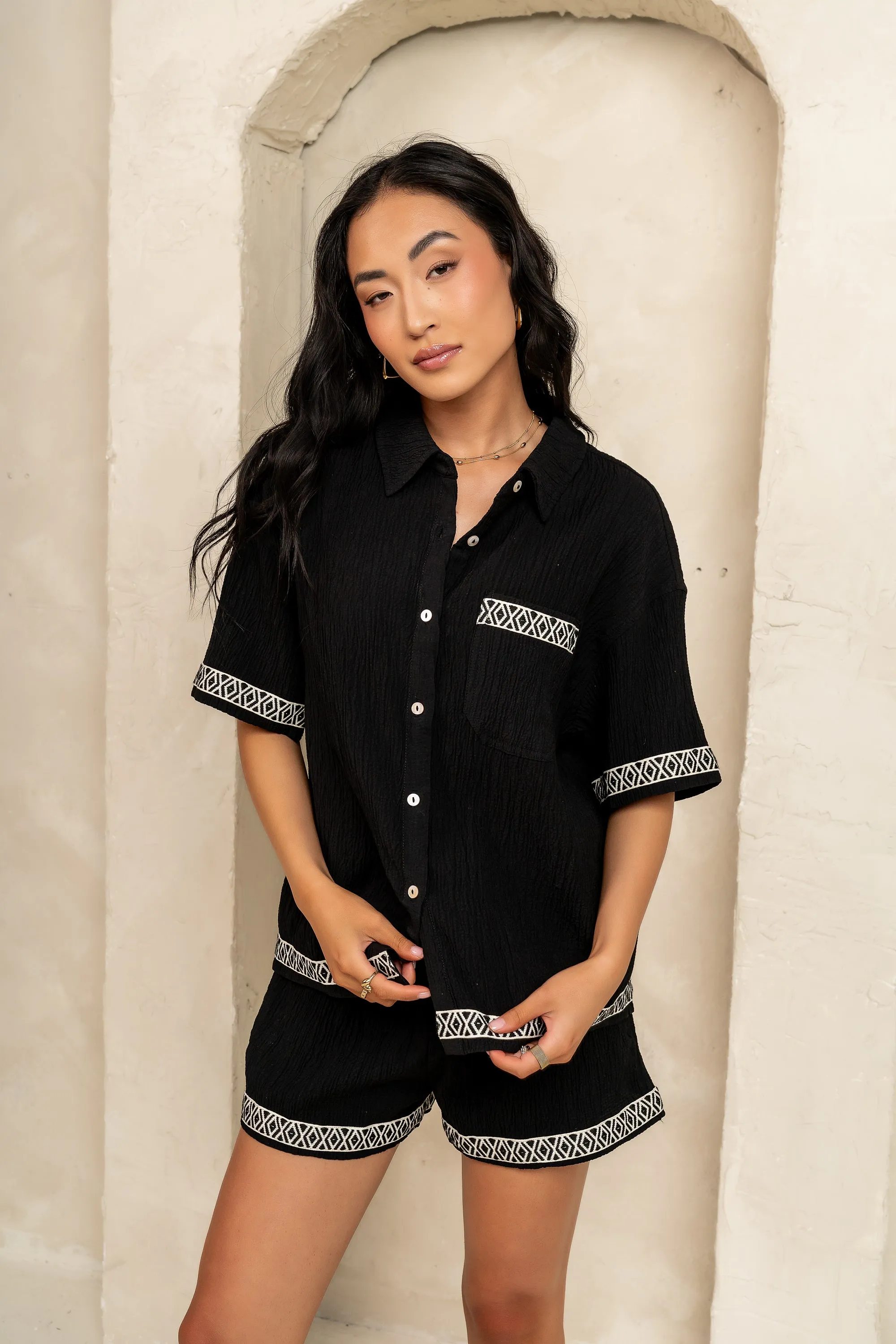 Charley Abstract Shorts in Black - FINAL SALE sold by bohme product image thumbnail 3