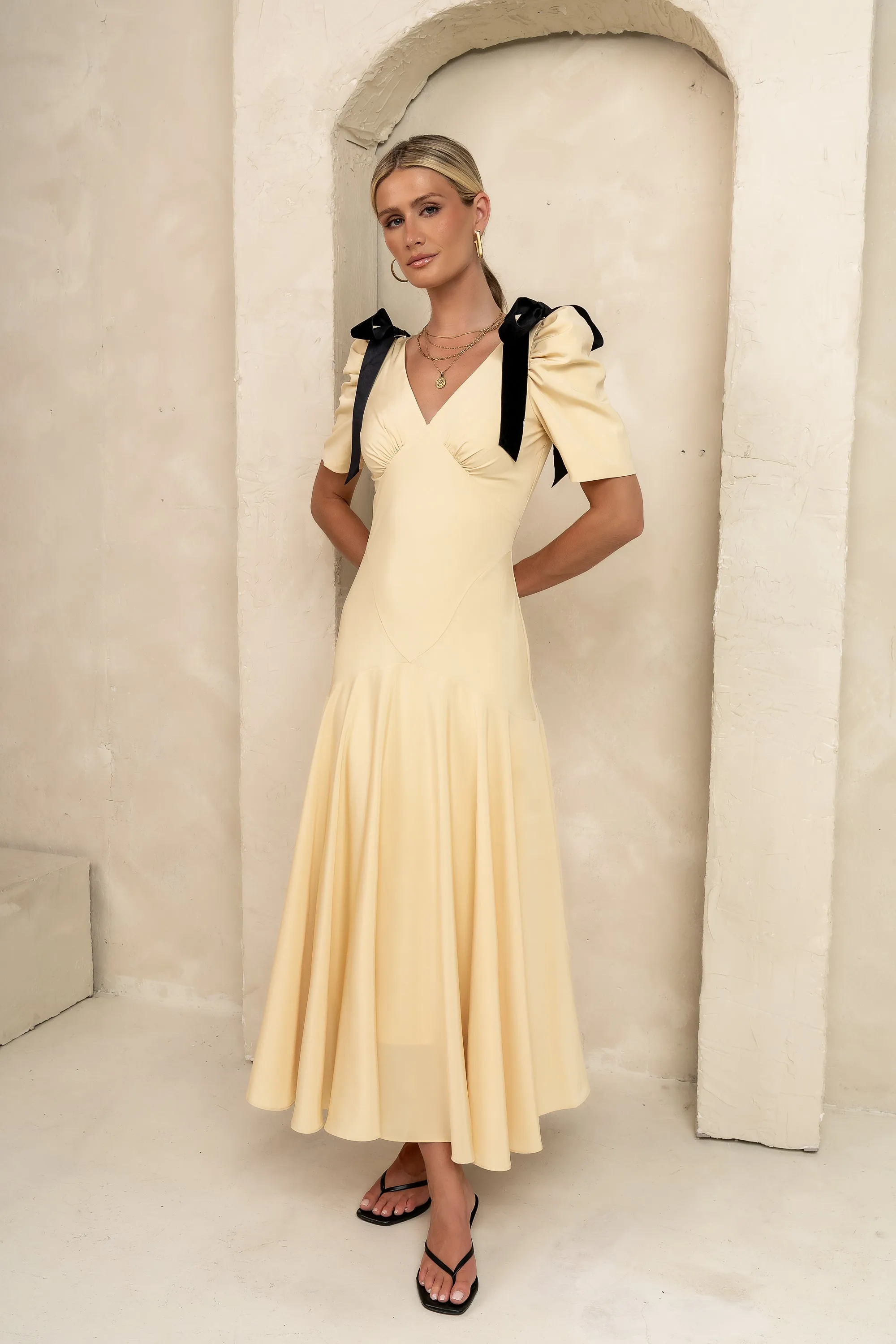 Nellie Drop Waist Maxi Dress in Yellow sold by bohme product image thumbnail 5