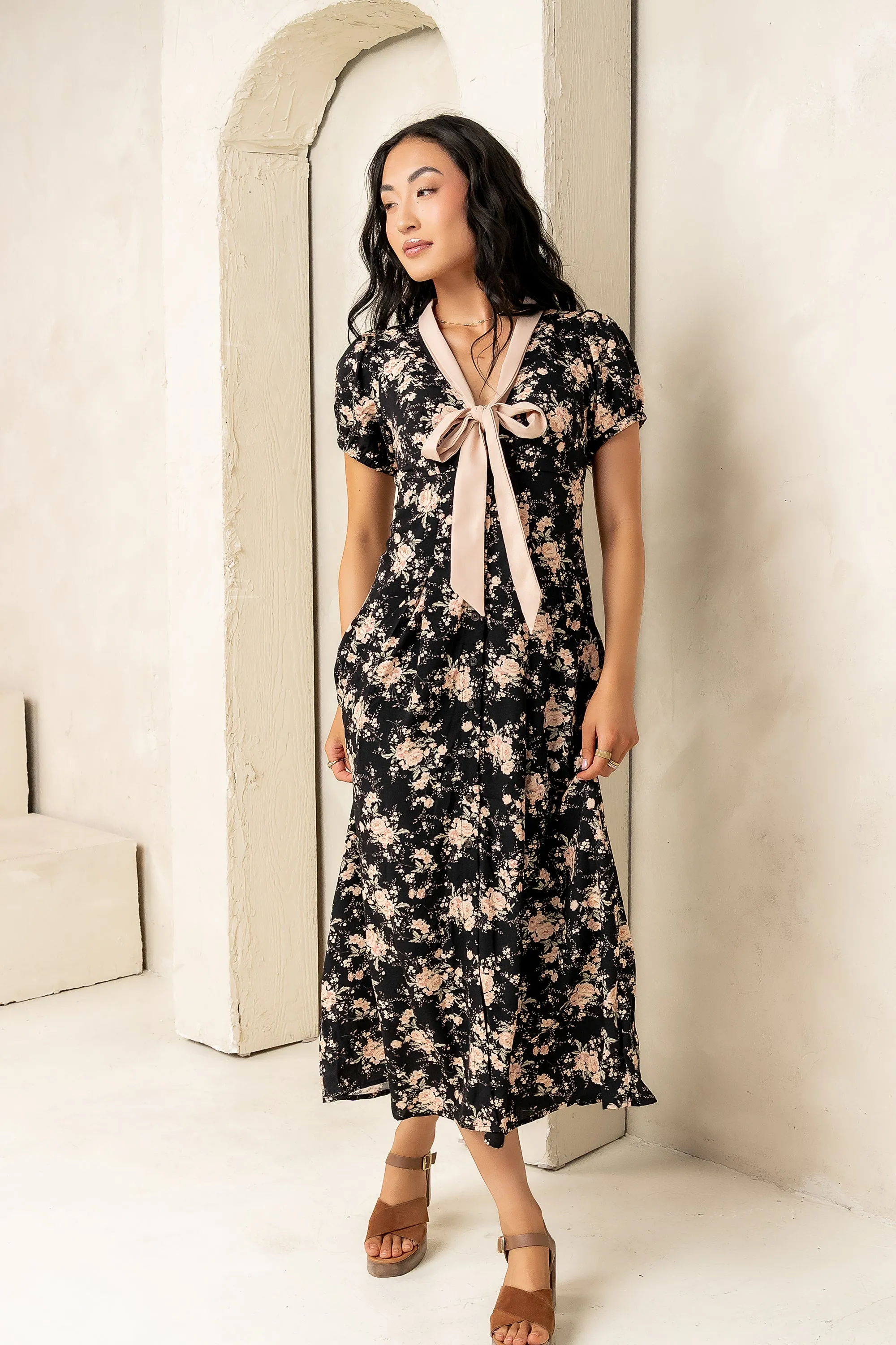 Vera Floral Maxi Dress in Black - FINAL SALE sold by bohme product image thumbnail 2