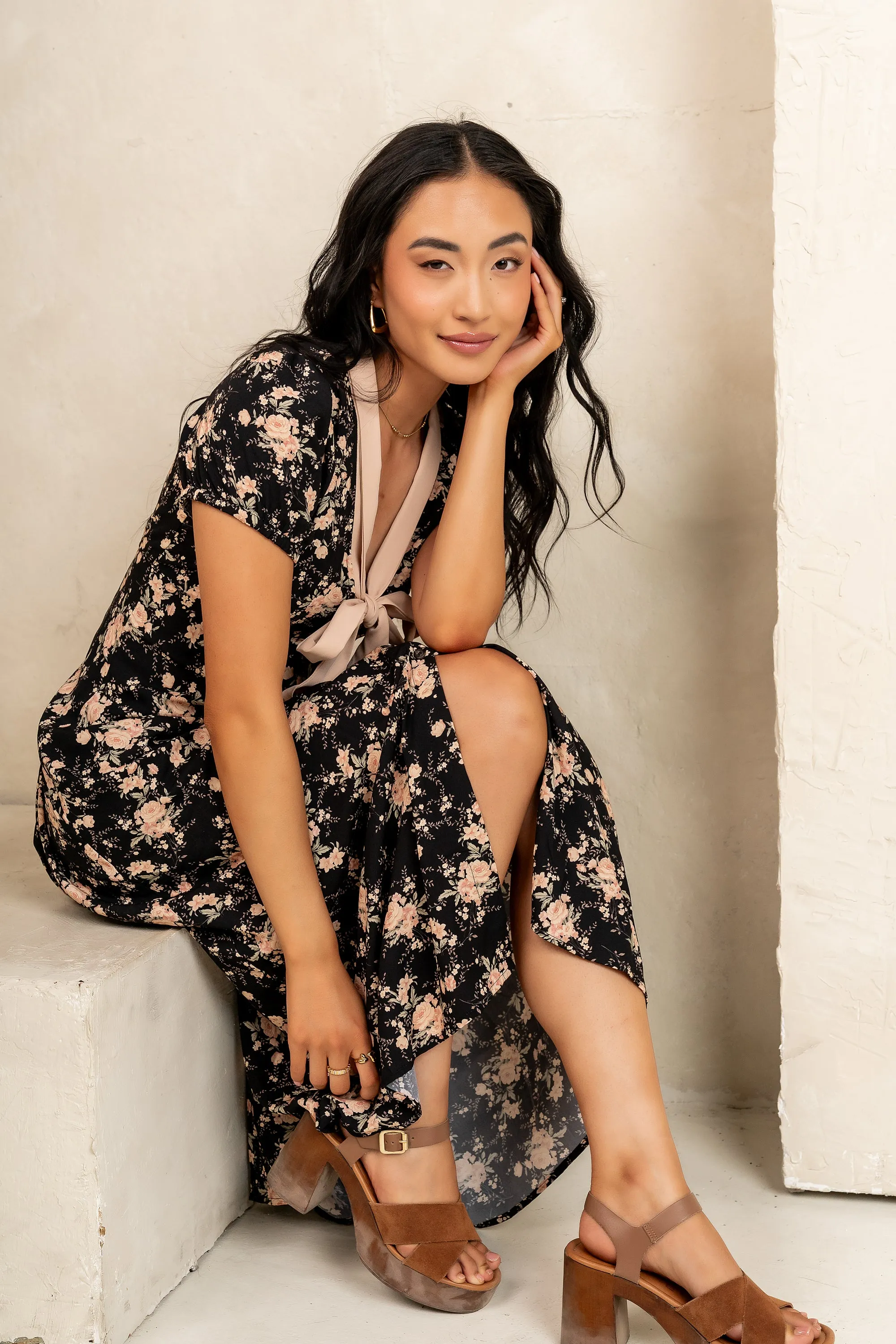 Vera Floral Maxi Dress in Black - FINAL SALE sold by bohme product image thumbnail 4